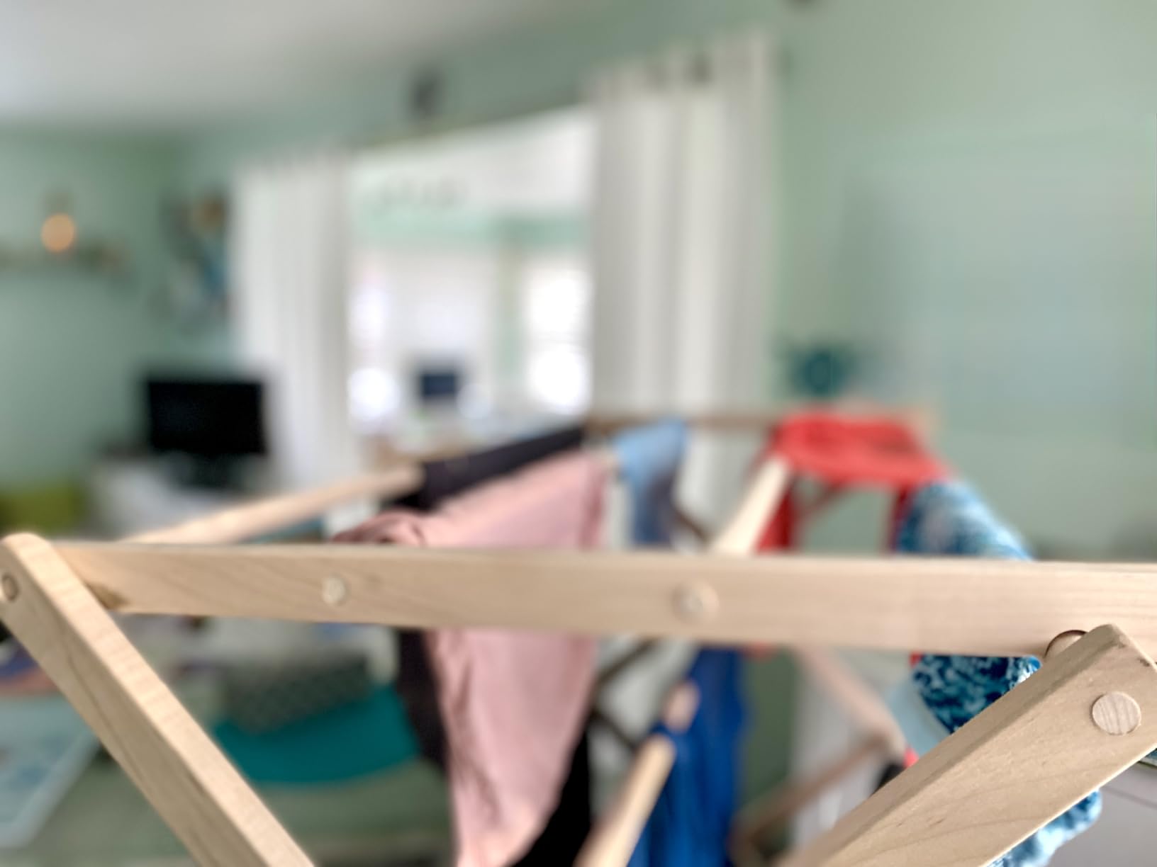 Pennsylvania Woodworks Premium American Maple Clothes Drying Rack - Handcrafted in Pennsylvania - Solid Wood Construction, Collapsible, Eco-Friendly Laundry Solution (Medium) customer photo 2