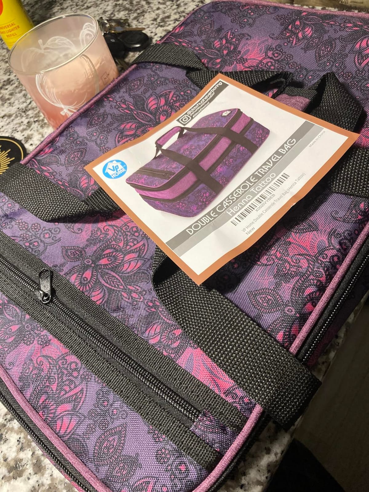 VP Home Large Casserole Carrier - Double Compartment Insulated Bag for Hot or Cold Food - Cupcake Carrier - Insulated Tote Bag with Lid for Travel Parties or Food Transport Containers - Heather Gray customer photo 1
