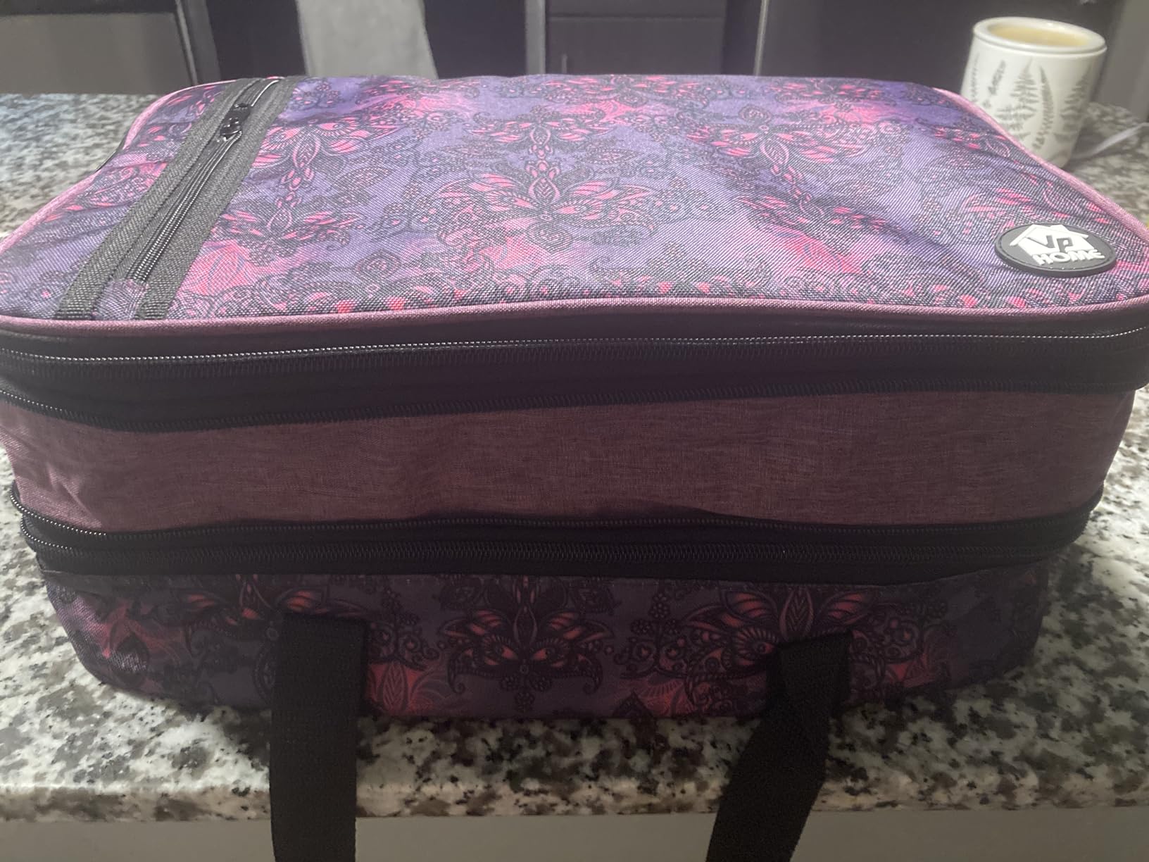 VP Home Large Casserole Carrier - Double Compartment Insulated Bag for Hot or Cold Food - Cupcake Carrier - Insulated Tote Bag with Lid for Travel Parties or Food Transport Containers - Heather Gray customer photo 2
