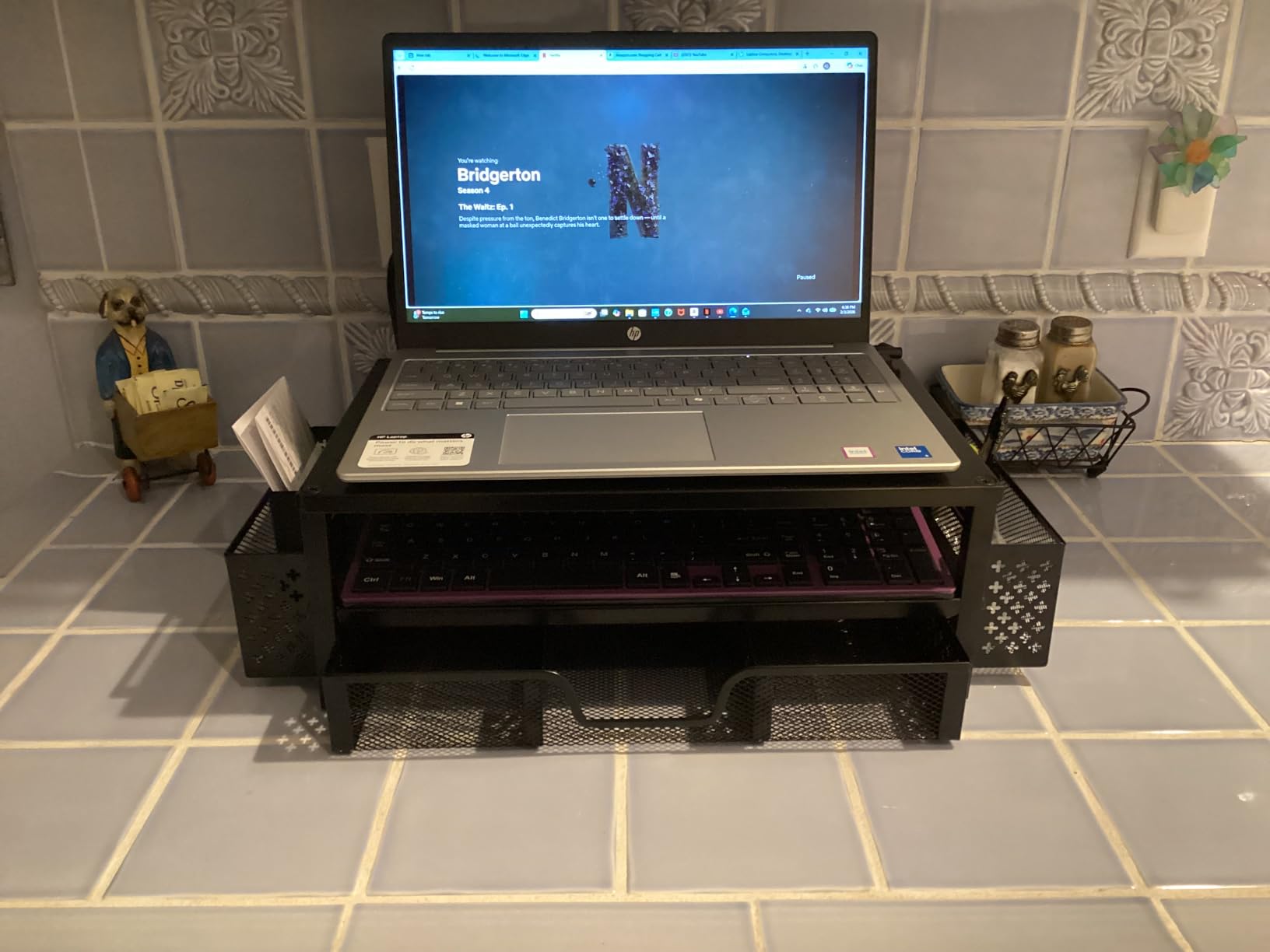 Simple Trending Monitor Stand with Drawer, 2-Tier Laptop Stand, Black | Desk Organizers and Accessories with Drawer and 2 Pen Holders, Sturdy Metal Stand Riser for Home Office customer photo 2
