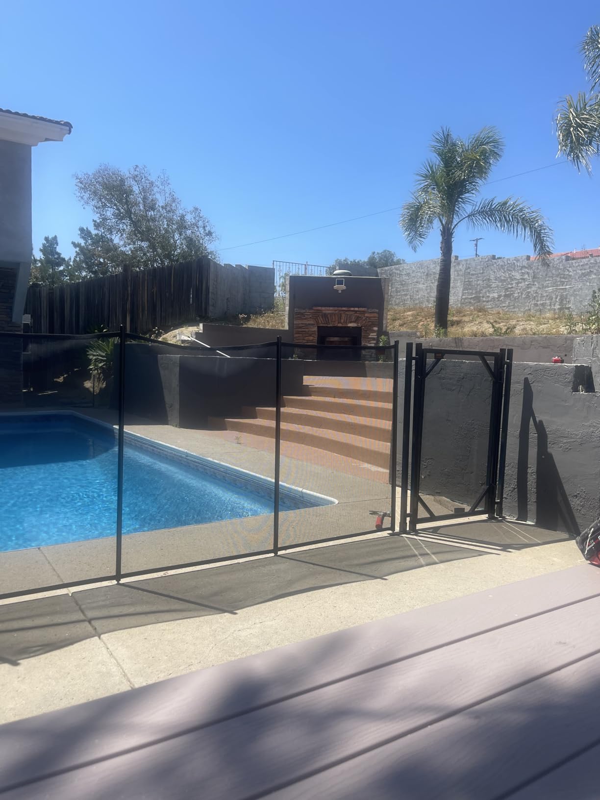 Happybuy Pool Fence, 4FTx 12FT DIY Pool Fences for Inground Pools, Removable Child Safety Pool Fencing, Swimming Pool Fence in Ground for Kids Safety, Black Pool Mesh to Protect Kids | Pool Safety Fencing for Swimming Pools, 340gms Teslin PVC Mesh, Easy DIY Installation, Black customer photo 2