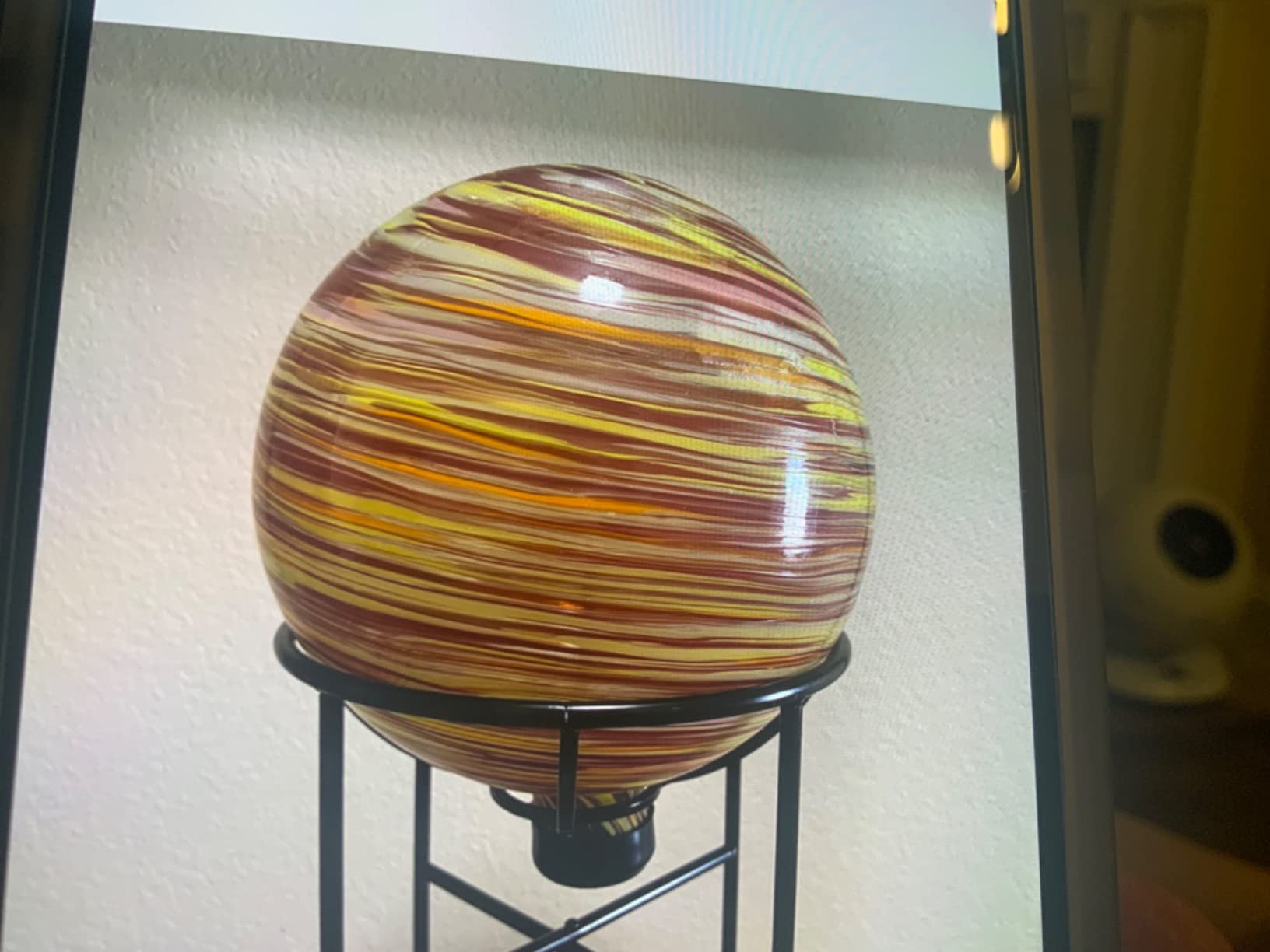 Lily's Home Glass Gazing Ball, A Colorful Addition to Any Garden or Home, Ideal As a Housewarming Gift. 10 Inch (Fiery Sunset) customer photo 1