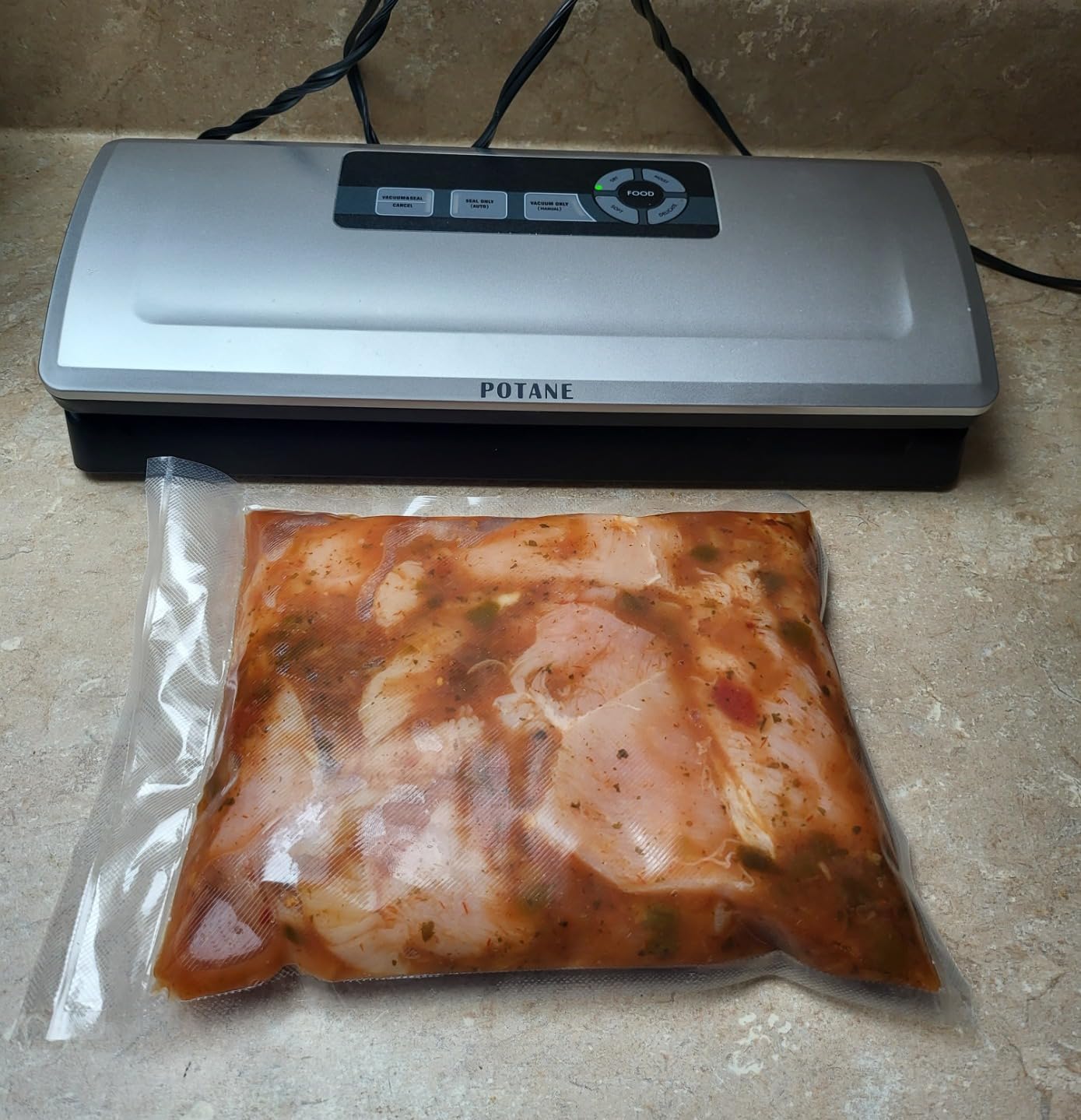 POTANE Precision Vacuum Sealer Machine, Powerful Pro Vacuum Food Sealer, 8-in-1 Easy Presets, 4 Food Modes, Dry & Moist & Soft & Delicate with Starter Kit, Compact Design (Silver) customer photo 1