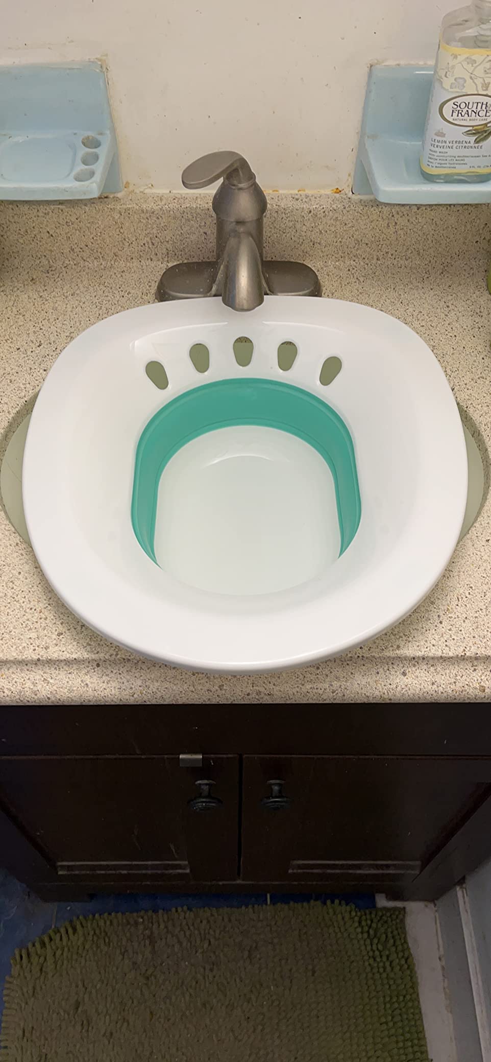 RUGUO Sitz Bath for Toilet Seat - Yoni Steam Seat - Sitz Bath for Hemorrhoids and Postpartum Care - Portable Bidet BPA Free - Foldable Basin for Epsom Salt Soak - Green customer photo 2