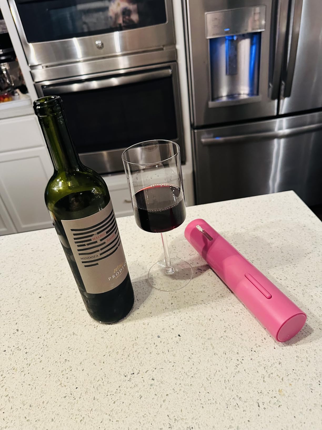 COKUNST Electric Wine Bottle Opener with Foil Cutter, Automatic Corkscrew | Battery Operated One-click Button Corkscrew Remover with Blue Led Indicator Light for Home Kitchen Party Wedding Black customer photo 1