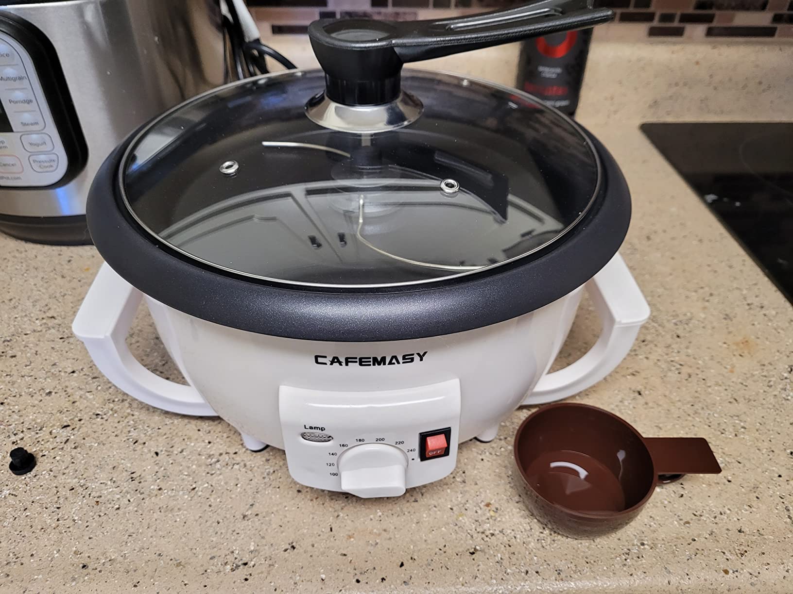 Home Coffee Roaster, Household Electric Coffee Bean Baker Nut Peanut Cashew Chestnuts Roasting Machine Adjustable Temperature 1.6 Pounds Capacity for Cafe Shop/Home No Stovetop Required Smoke Reduce customer photo 1