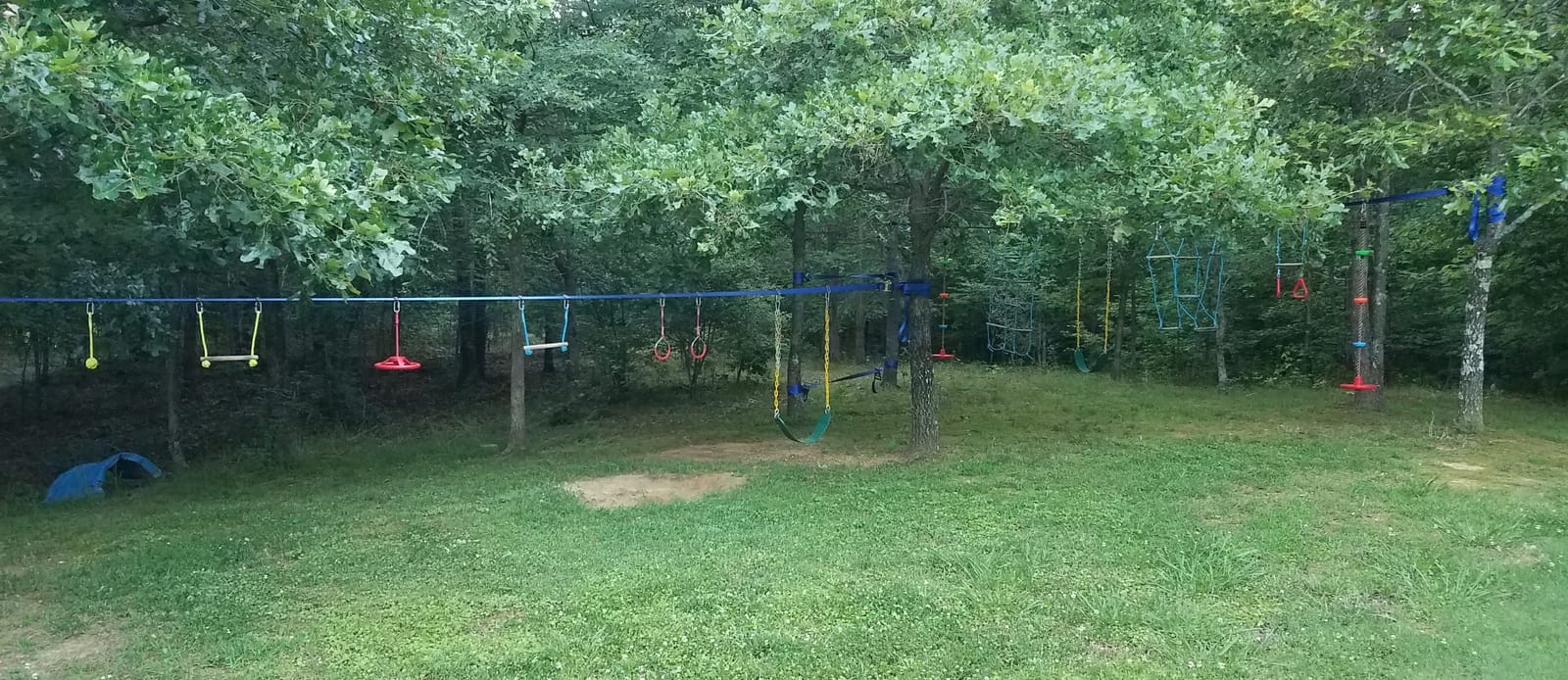 Ninja Obstacle Course for Kids Backyard - 10 Durable Obstacles and 60' Slackline - Outdoor Warrior Obstacle Playset Equipment with Gymnastic Ring, Rope Ladder, Ninja Wheel, Climbing Rope Swing customer photo 2