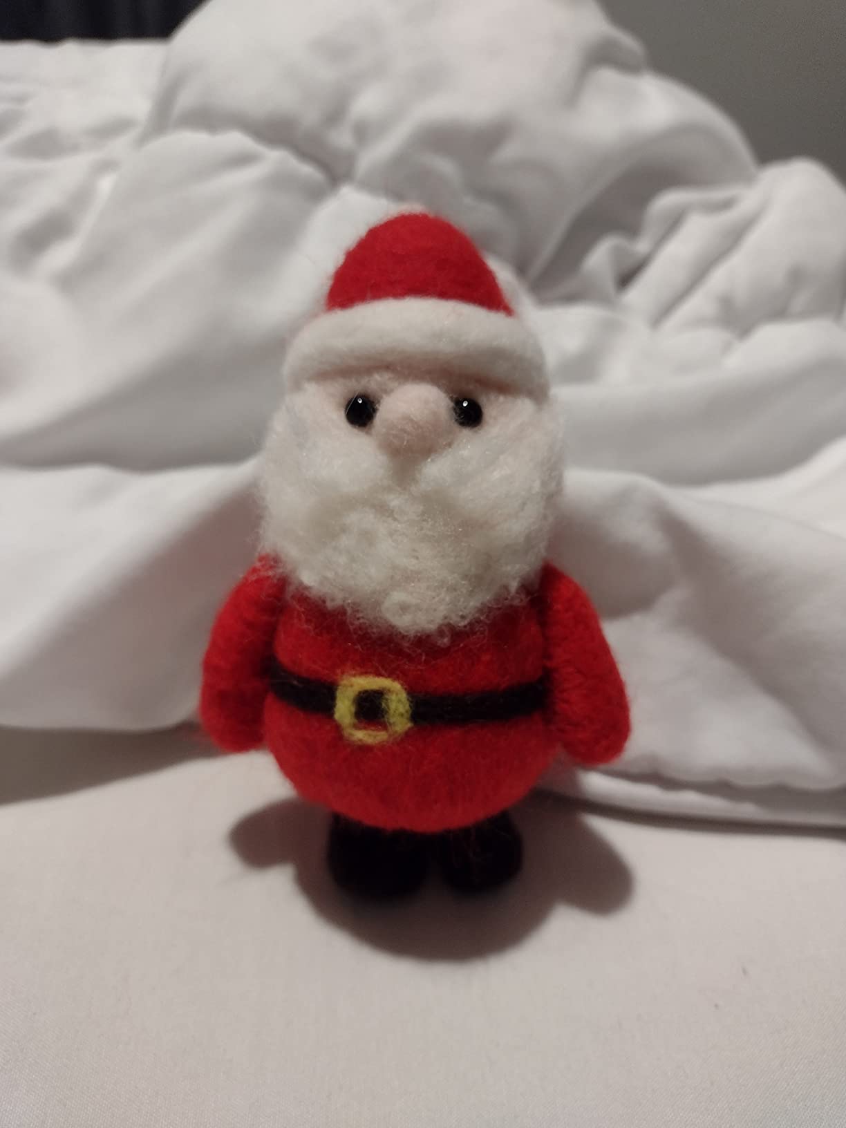 Szecl Santa Claus Wool Felting Kit Tool Supplies with Gift Box, Christmas Needle Felting Kit Beginner DIY Non Finished Poked Set Xmas Ornaments, 4Pcs Needles, 2Pcs Eyes, Felting Foam Mat, Instruction customer photo 1