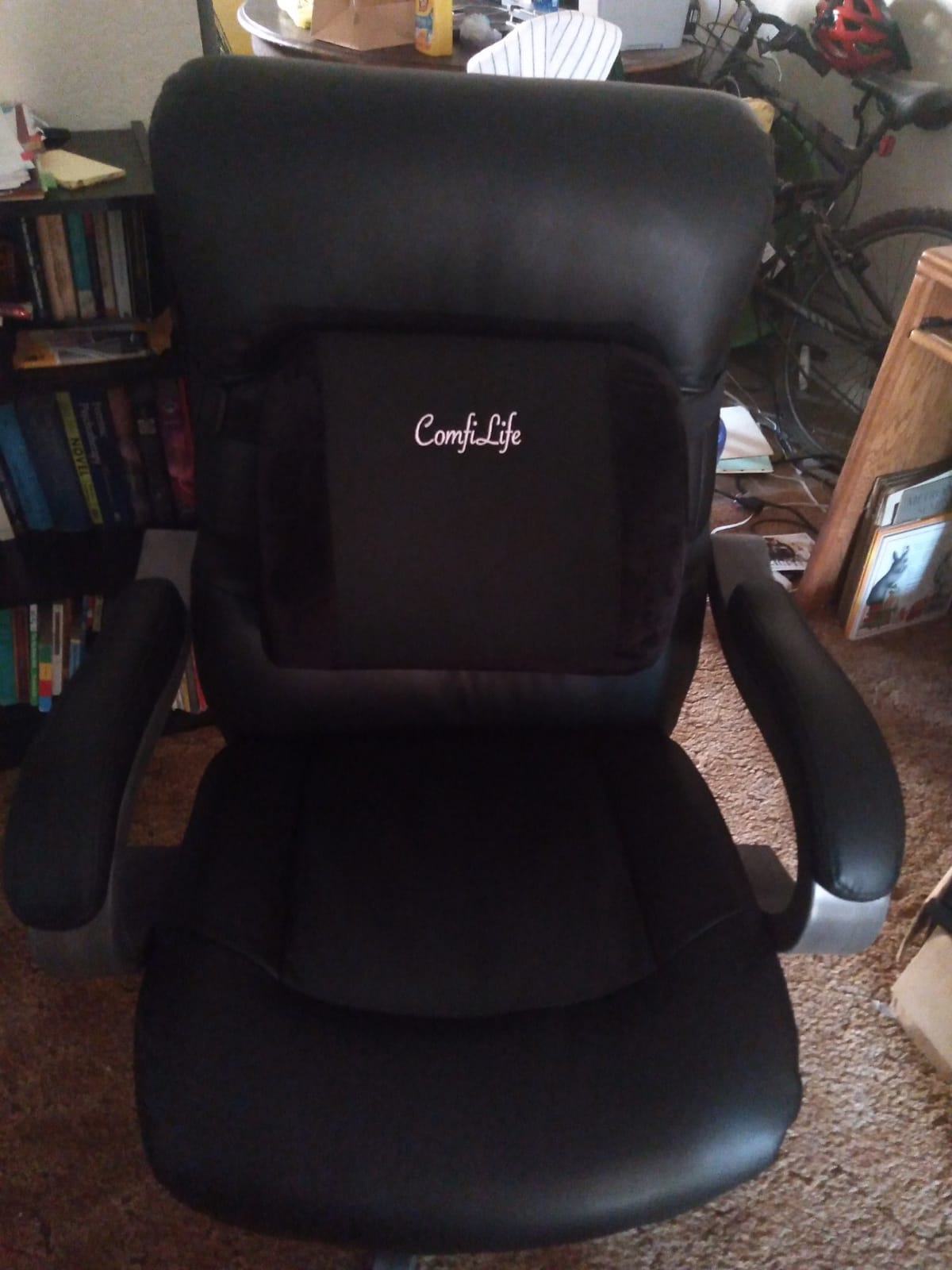 ComfiLife Lumbar Support Back Pillow Office Chair and Car Seat Cushion - Memory Foam with Adjustable Strap and Breathable 3D Mesh (Black) customer photo 2