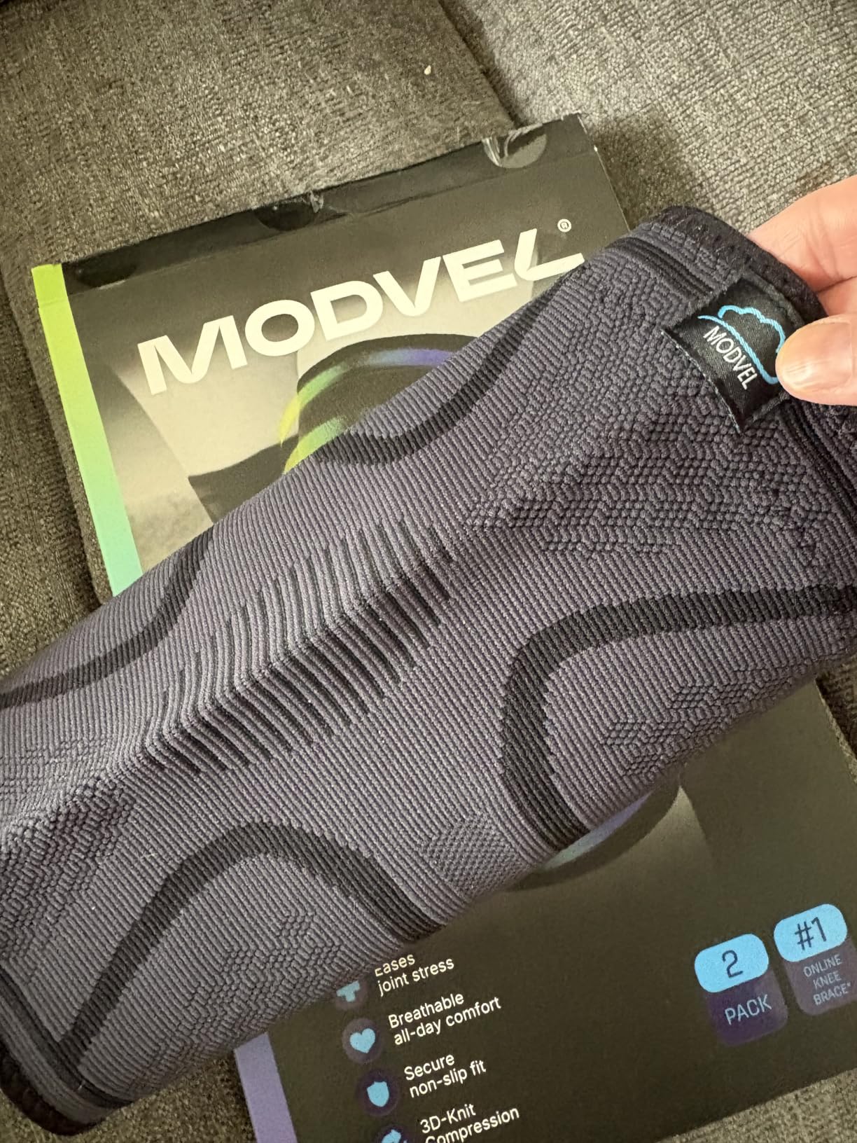 Modvel Compression Knee Brace for Women & Men - 2 Pack Knee Support Compression Sleeves for Running and Sports customer photo 1