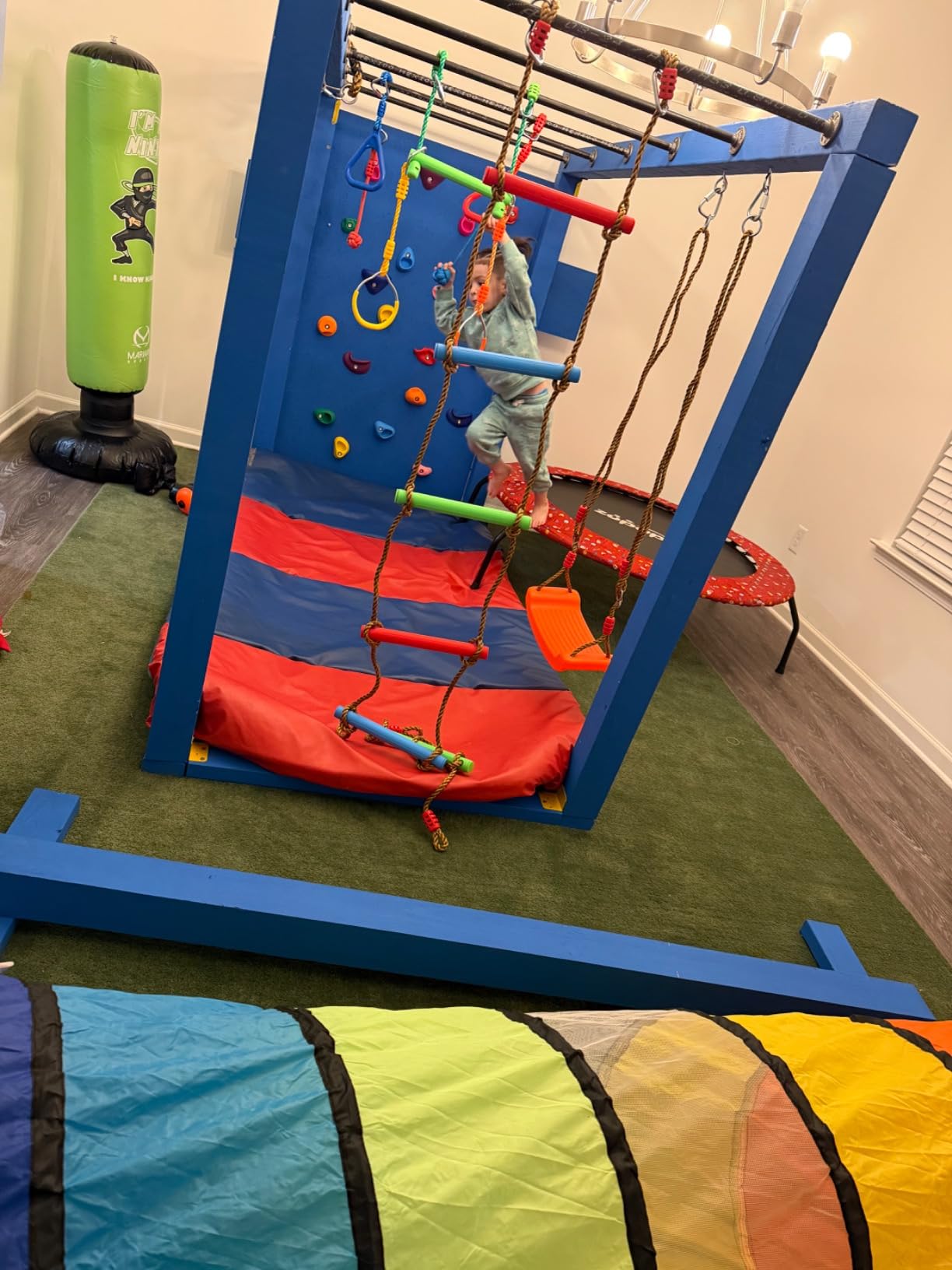 Ninja Warrior Obstacle Course Kit for Kids Ninja Slackline with 10 Accessories Monkey Bars, Ladder, Climbing Rope, Gym Rings, Swing, Monkey Fist for Backyard Training Equipment customer photo 2