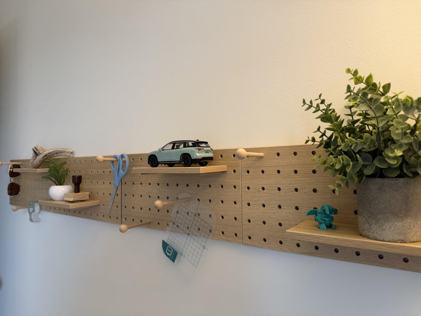 Wooden Pegboard Modular Display Organization Storage Wall Hooks Shelf(Color:Walnut) customer photo 2