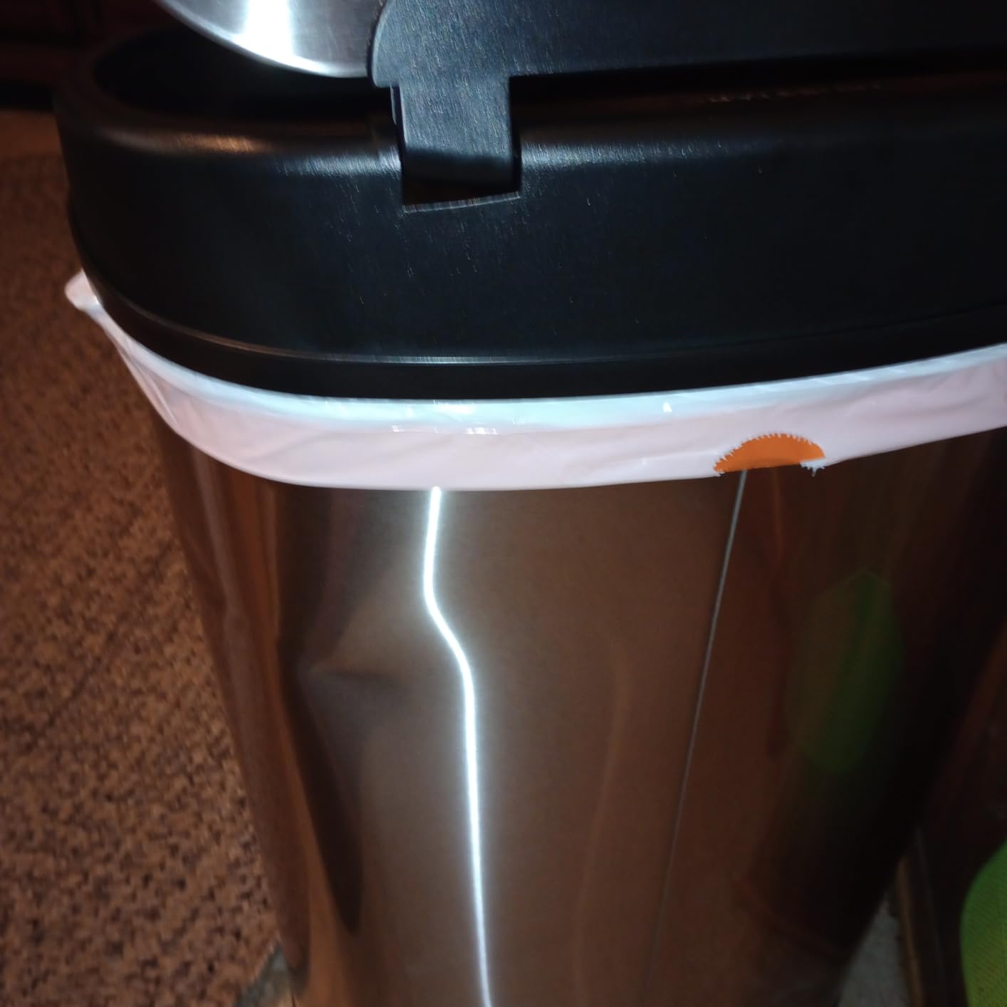 Ninestars 13 Gallon Oval Automatic Trash Can, 50L Touchless Motion Sensor Garbage Can with Odor-Sealing Lid & One-Touch Manual Mode, Silver Stainless Steel, Black Trim customer photo 1