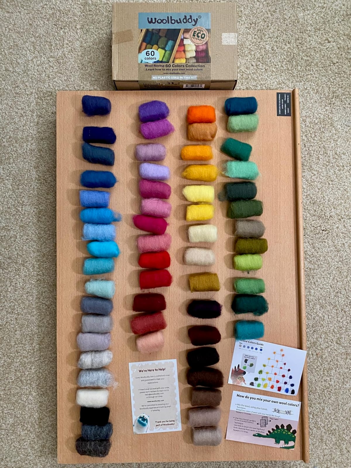 Woolbuddy Needle Felting Kit 24 Colors Wool Roving for Adults & Beginner | Multi-Color Natural Wool Roving Kit with Instruction, Premium Corriedale Wool for Needle & Wet Felting, Holiday Handmade Gift customer photo 1