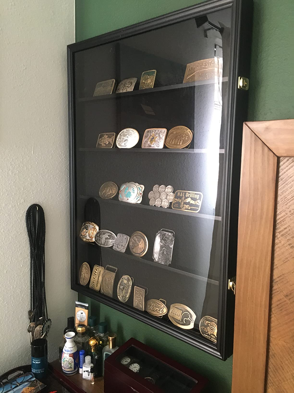 PRO-Collector's 35 Graded Sports Card Display Case, for Football, Baseball, Basketball, Hockey Cards - 98% UV Protection (Vertical-Black Finish) customer photo 1