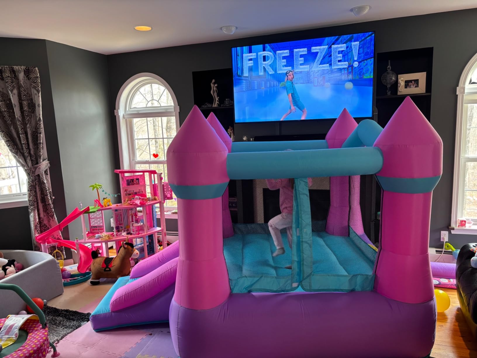 AirMyFun Pink Inflatable Toddler Bounce House with Blower, Indoor/Outdoor Jumping Castle for Kids 3-8, Inflatable Bouncy House with Slide, 82011B customer photo 1