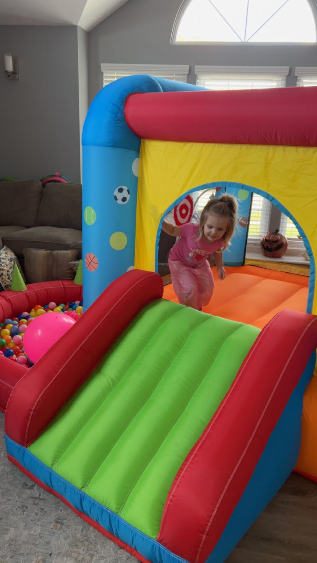 Step4Fun Inflatable Bounce House, Kids Castle Slide Bouncer for Children Jumping Outdoor and Indoor Party, Baby Backyard Water Jumper Toy with Blower, Ball Pit Pool, Ideal Gifts（112 x 98 x 65 inches） customer photo 1