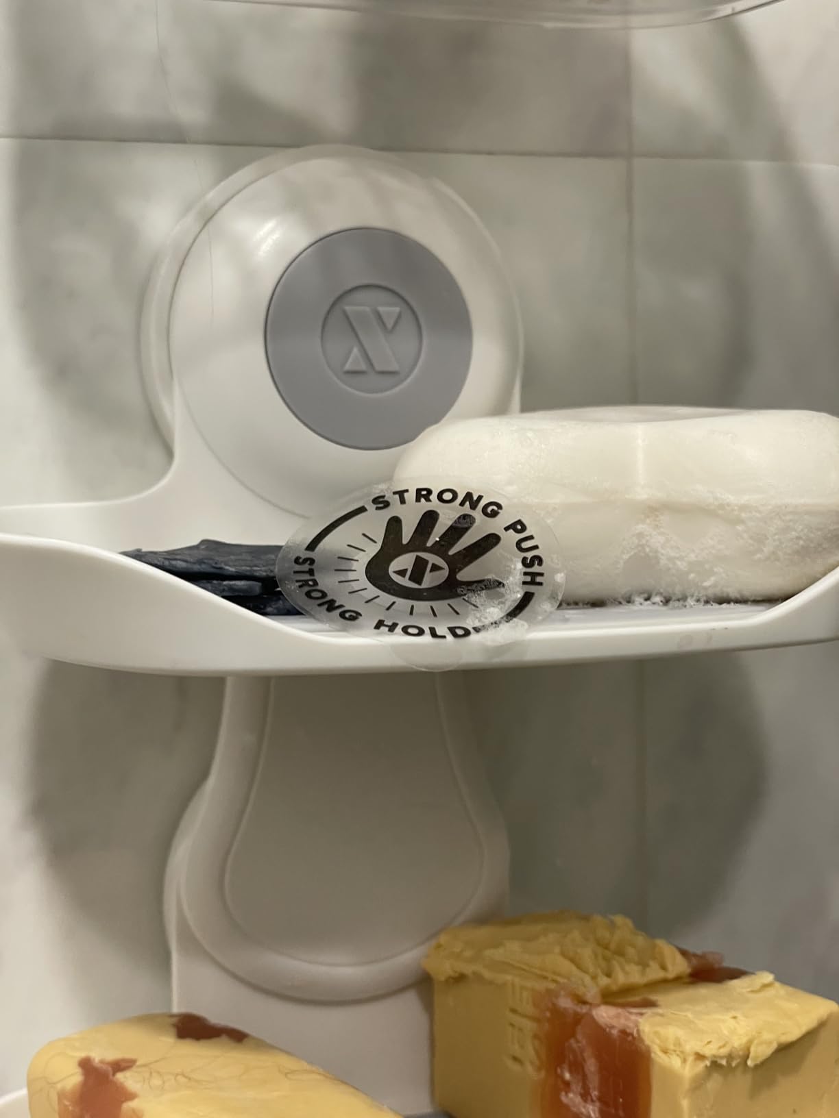 SlipX Solutions Strong Hold Suction Cup Soap Dish for Shower, White | Tool-Free Installation, Removable Tray for Easy Cleaning, Excellent Drainage, Holds 11 lbs customer photo 1