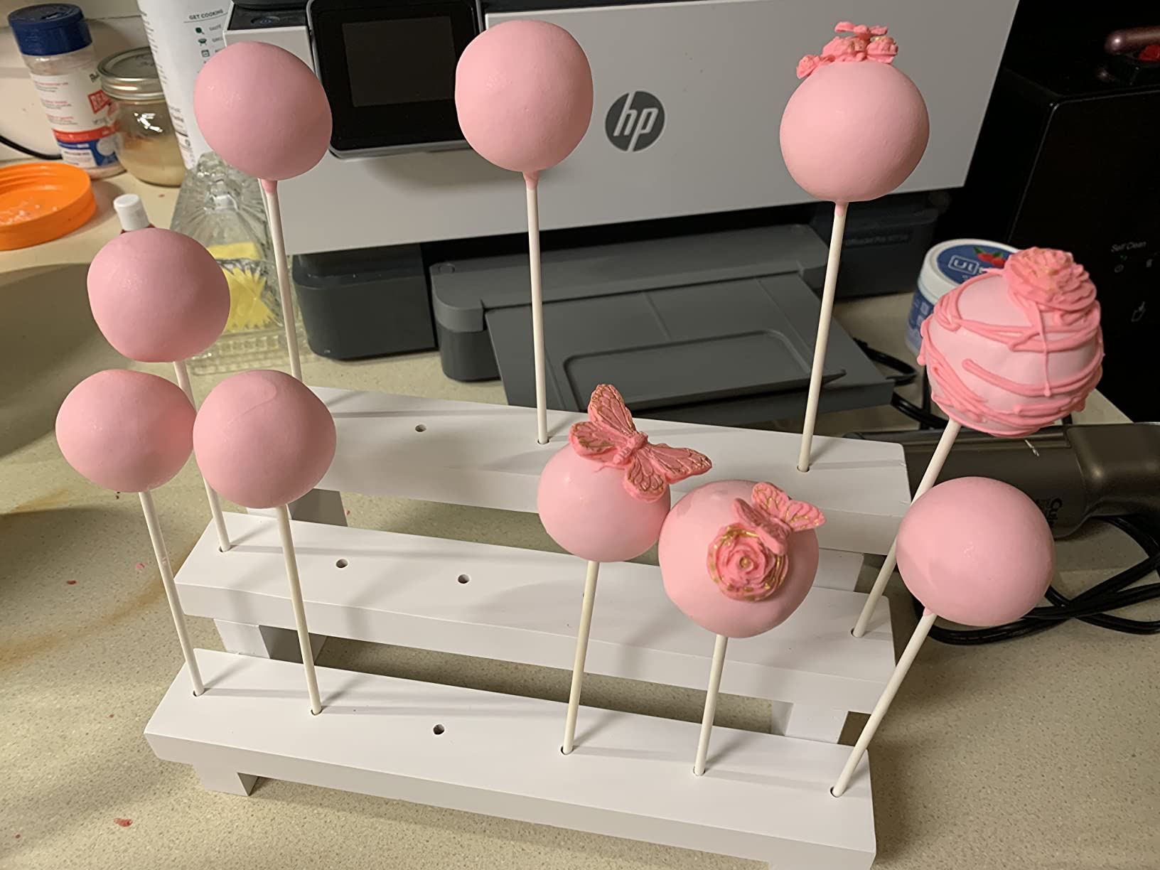 NANGOPOP Cake Pop Stand Display Riser - 3 Tier Wood Lollipop Holder, 17 Hole Sucker Stand for Dessert Table of Wedding, Birthday Party - White, Collapsible, Fit 5/32