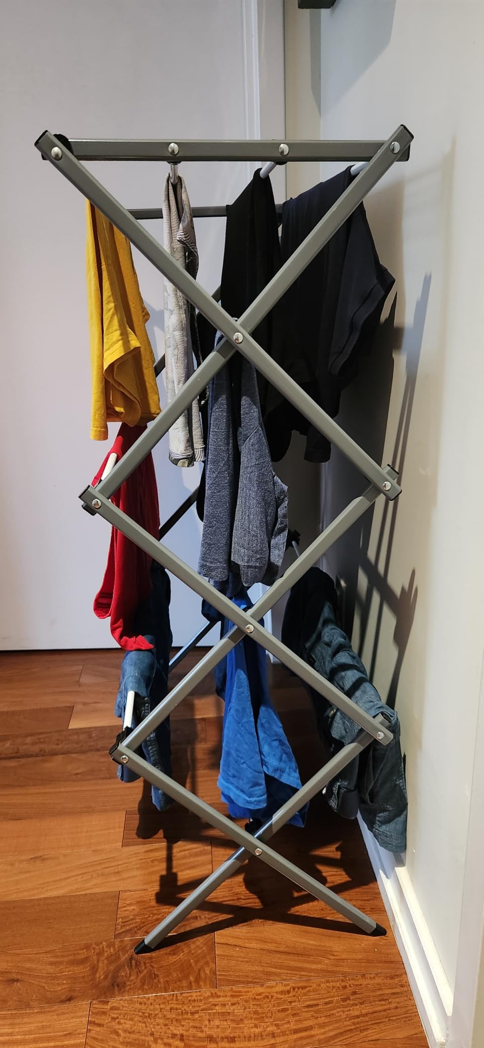 Honey-Can-Do 6-Tier Collapsible Steel Clothes Drying Rack, 24 ft, White | 6-tier steel rack with 24 ft of drying space folds flat to 3 in, 50 lb capacity customer photo 1