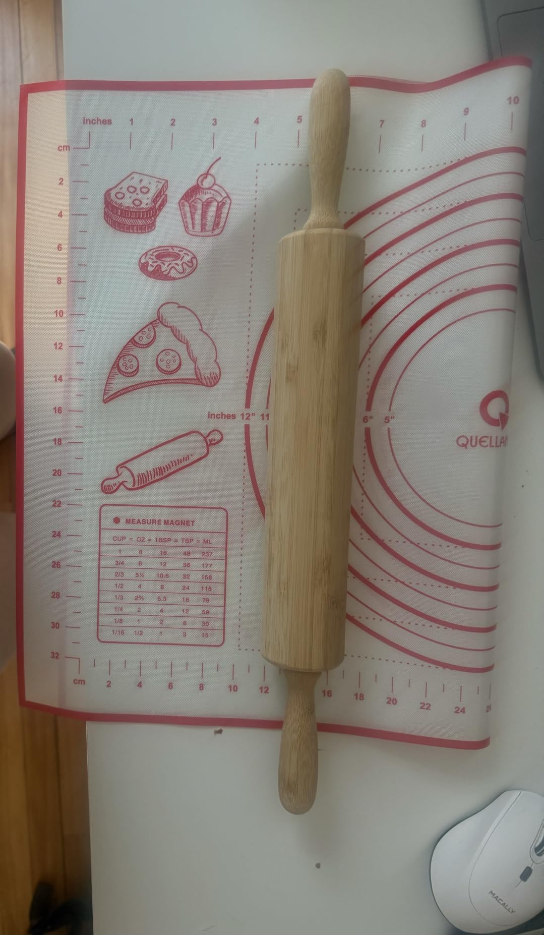 Silicone Baking Mat with Measurements, Pastry Mat for Rolling Out Dough Non-Slip Extra Large, Red, 20
