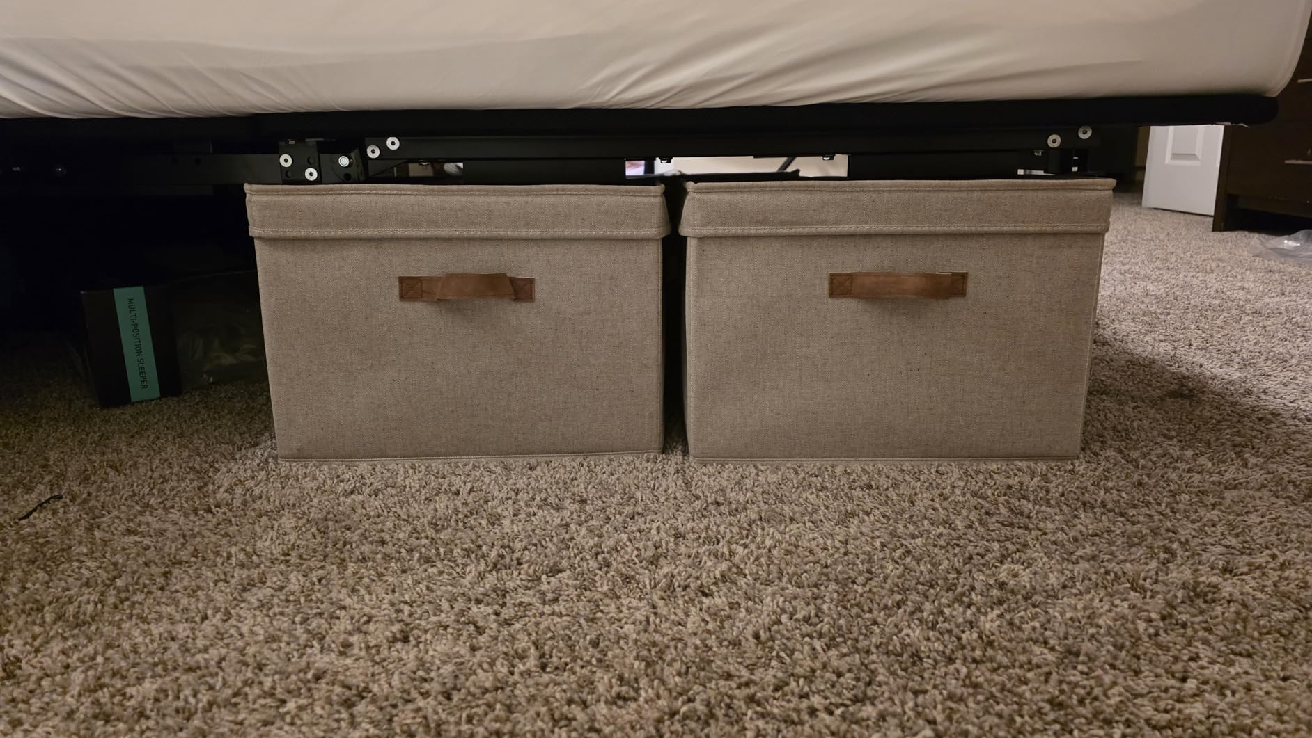 StorageWorks Fabric Storage Bins with Lids, Closet Storage Bins | Flip-Top Lid, 3 Handles, Collapsible, Stackable, for Clothes Blankets, Multi-Purpose, Large, Khaki and Beige Stripes, 2-Pack customer photo 1