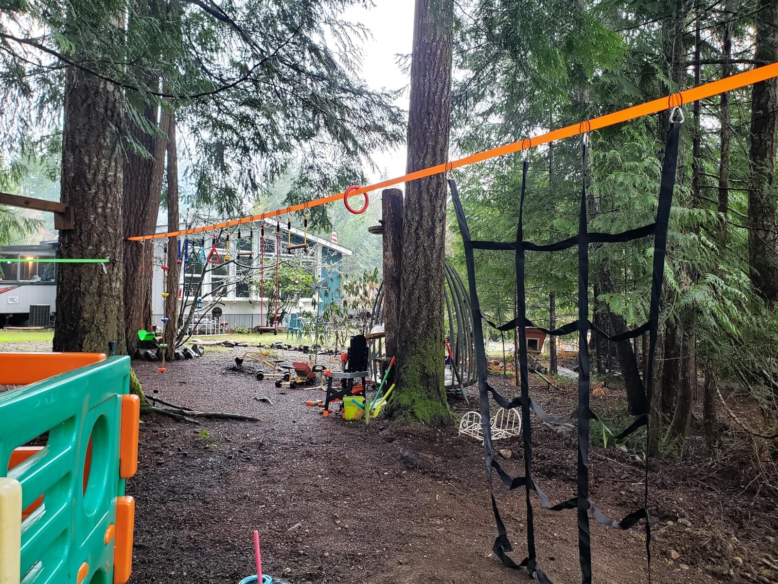 Hyponix Ninja Warrior Obstacle Course for Kids 2 x 50 ft, 10 Obstacles | Ninja Slackline for Kids, Supports 880lbs - Monkey Net, Ratchet-Tight Tech, Climbing, Swinging & Balance Training, Ages 3+ customer photo 2