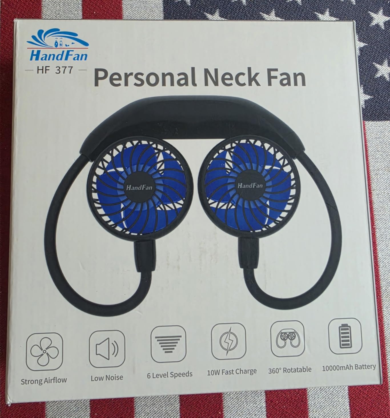HandFan 10000mAh Portable Neck Fan Rechargeable, 48Hrs Long-Lasted Wearable Personal Fans, Hands Free Necklace Fans, Hanging Cooling Fan for Travel, Hiking, Fishing, Gifts for Women Men customer photo 1