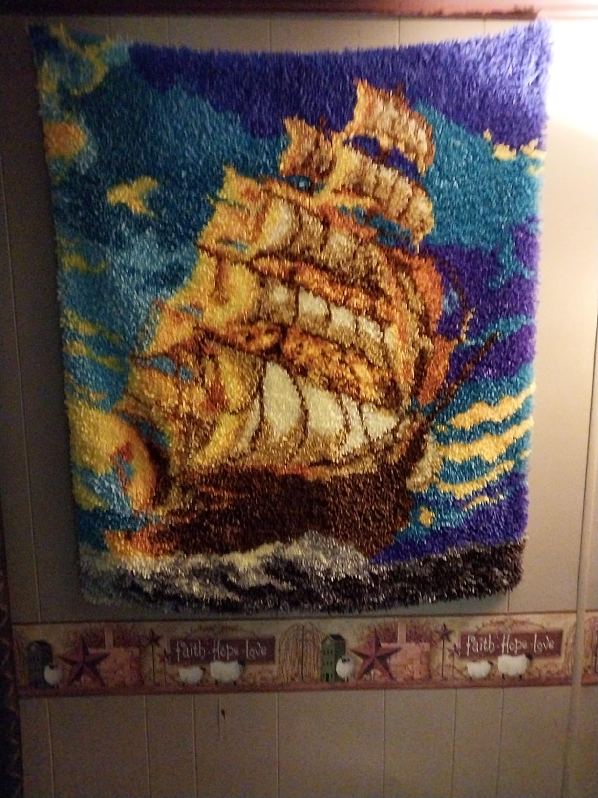 Latch Hook Kits Rug, 3D Pattern Printed Canvas Crochet Needlework Crafts Floor DIY Latch Kits for Adults/Kids (Smooth Sailing, 109X94CM) customer photo 2
