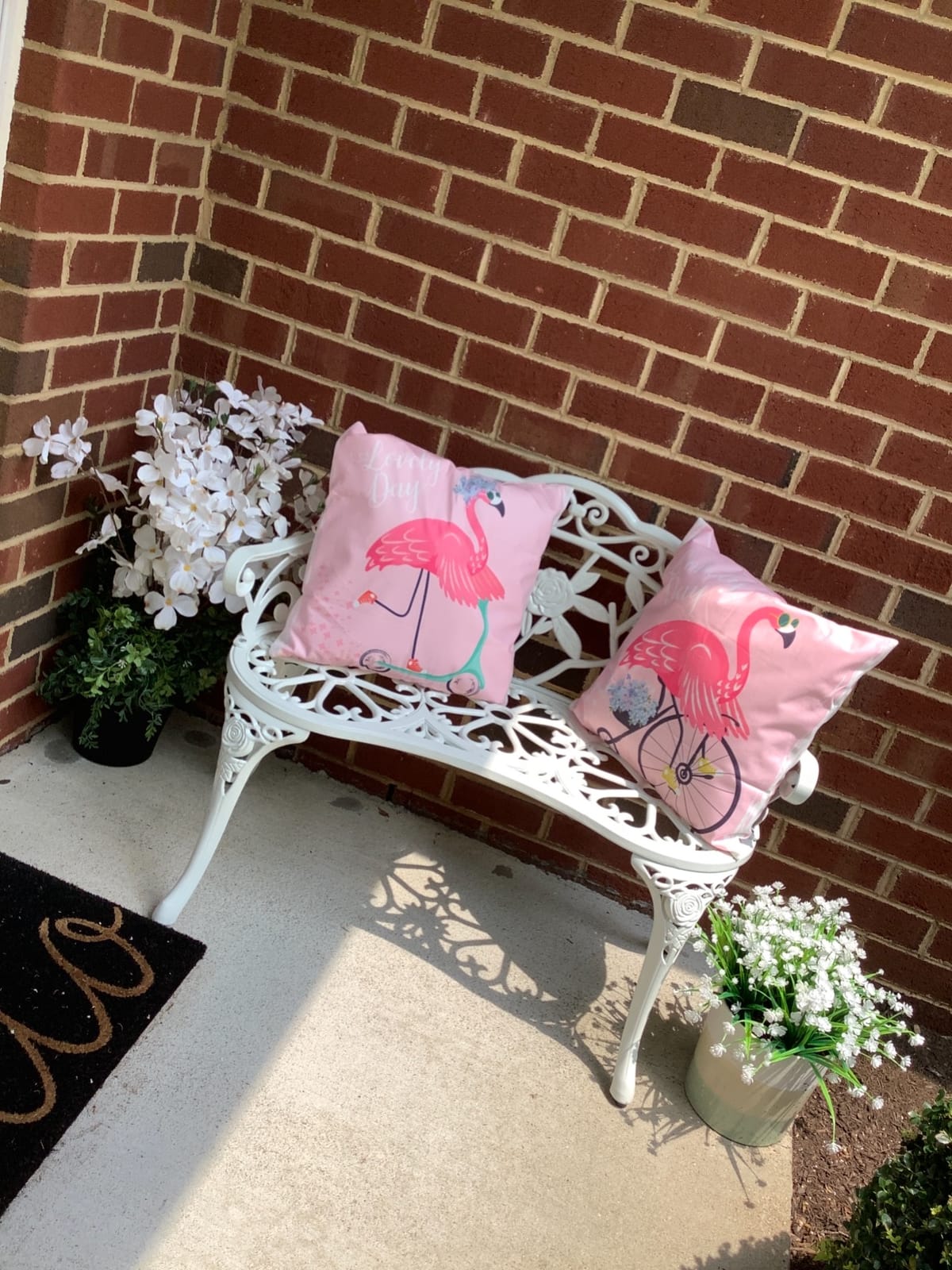 HOMEFUN Outdoor Bench, White Rose Cast-Aluminum Loveseat | Metal, For Patio Garden, For Park Lawn, For Front Porch customer photo 2