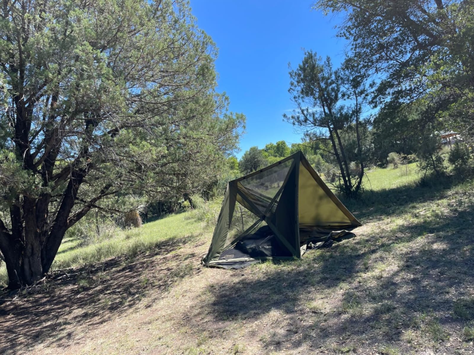 CLAM Venture Screen Tent | 9 x 9 Ft Pop Up Gazebo - Green 4-Person Shelter | Portable Pop Up Screen Tent For Camping, Beaches, Tailgates And Backyards With No-See-Um Mesh, Weather Cover, And Room For 4 customer photo 1