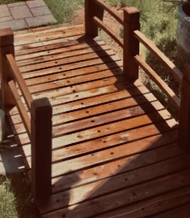 S AFSTAR Garden Bridge, 5FT Wooden Arc Footbridge for Outdoors with Safety Guardrails, Decorative Landscaping for Garden Yard Walkway Creek Farm, 400 LBS Capacity (Brown) customer photo 2