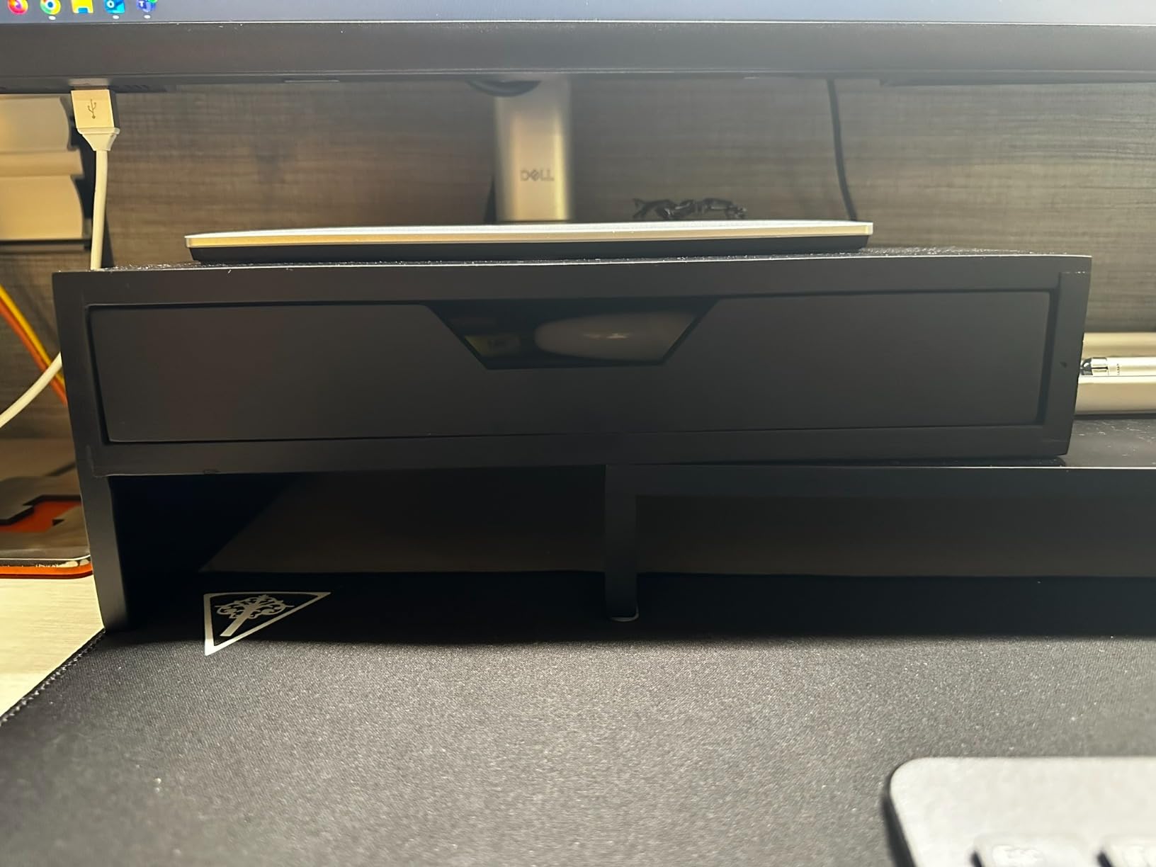 Epesoware Dual Monitor Riser with Two Drawer for Desk, No Assembly Required | Premium Bamboo Dual Monitor Stand with Storage, Desk Monitor Shelf for Computer, IMac & Laptop, Desk Organizer, Black customer photo 1