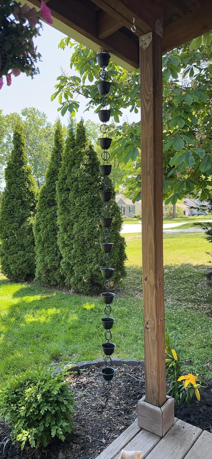 Monarch Rain Chains for Gutters Aluminum - 8.5 ft Hammered Black Rain Chain for Outside, Decorative Heavy Duty Gutter Catcher Downspout Replacement customer photo 1