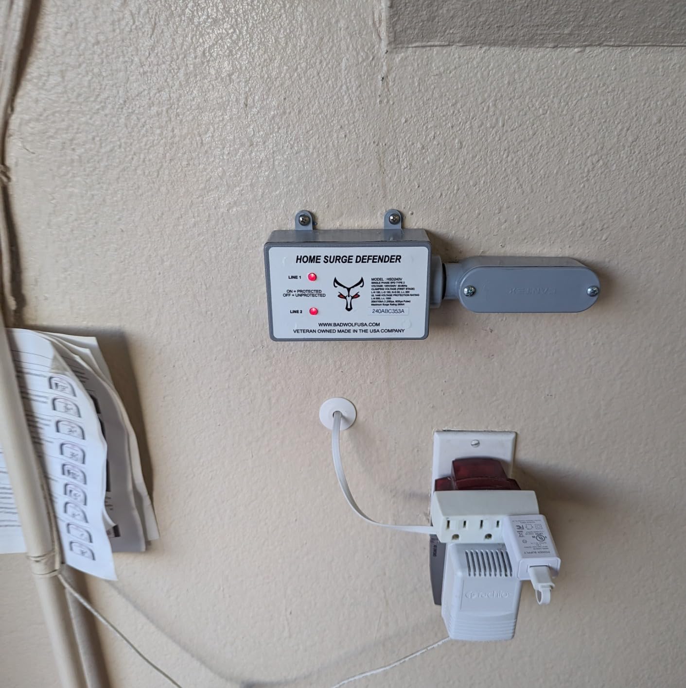 Bad Wolf HSD240V Whole House Lightning & EMP Surge Protector 260kA, ETL Listed and FCC Certified Type 1 SPD, 120/240V Split Phase customer photo 1