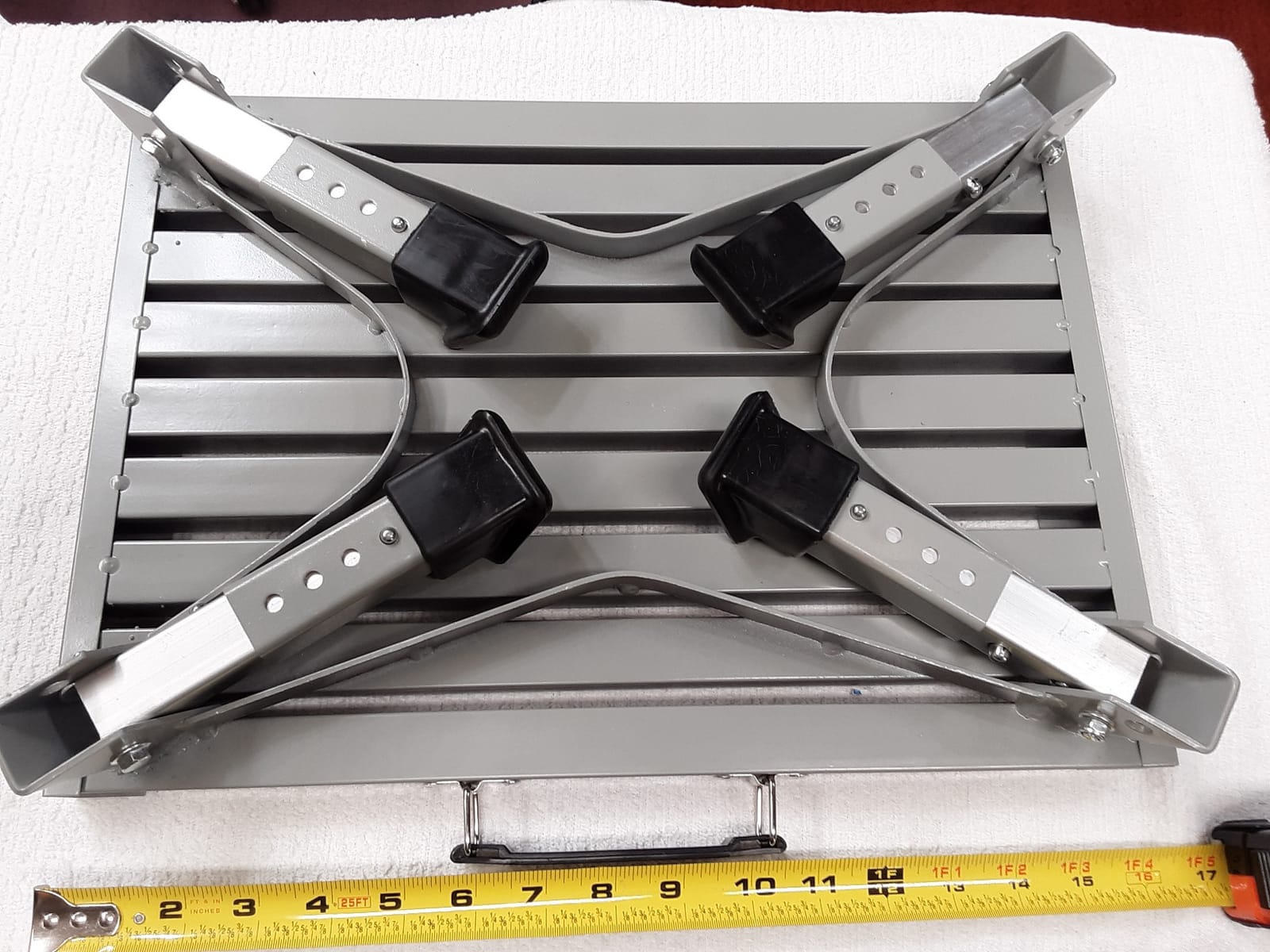 Iron RV Step Stool, 4-Level Adjustable Folding Platform, Gray | Fluorescent Safety Strip Improves Low-Light Visibility customer photo 1