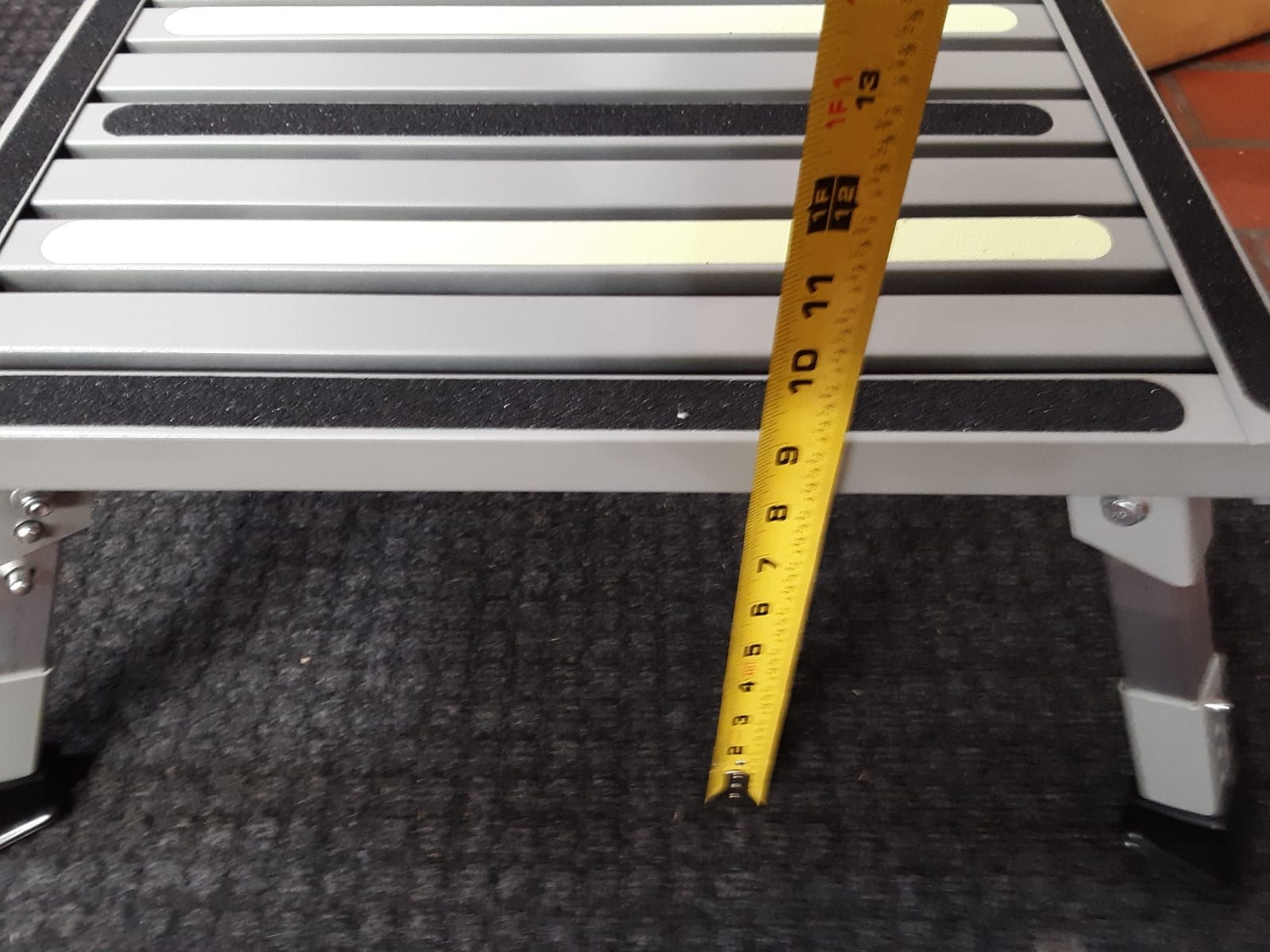 Iron RV Step Stool, 4-Level Adjustable Folding Platform, Gray | Fluorescent Safety Strip Improves Low-Light Visibility customer photo 2