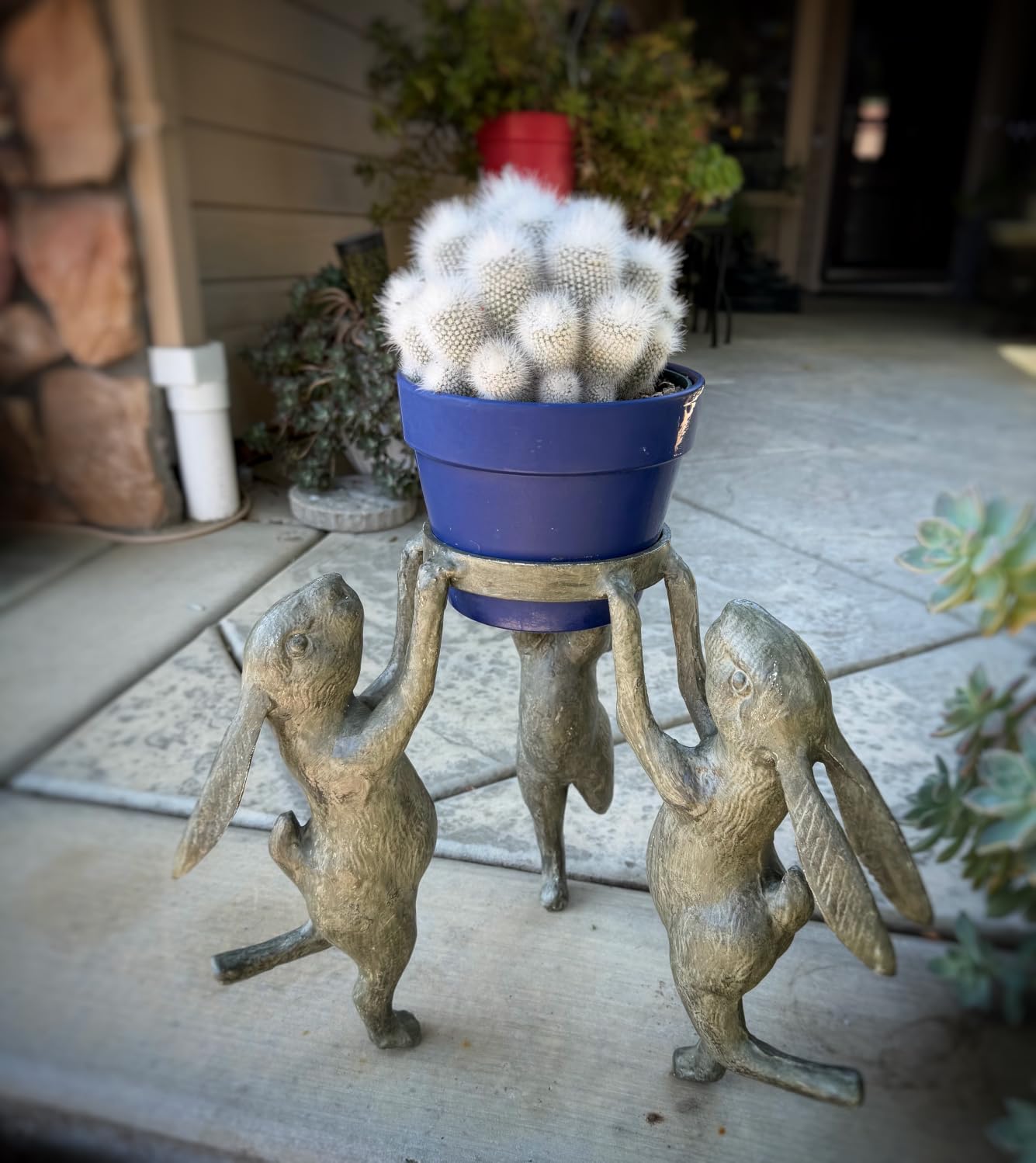 SPI Home Cast Aluminum Rabbit Triplets Planter Holder 14.5 Inches High Outdoor Décor customer photo 1