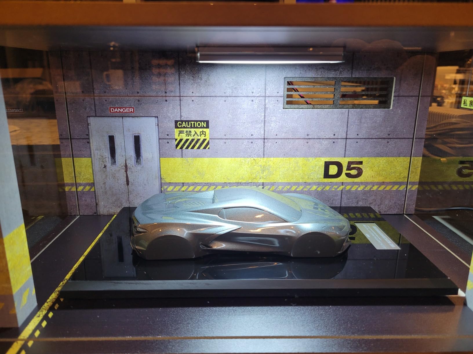 Display Case with Light for 1/18 Diecast Cars | Display Case for 1/18 Diecast Cars, Acrylic Display Case for 1/12 Scale Toy Motorcycle with LED Lighting, D5-3 Open Side Grey customer photo 1