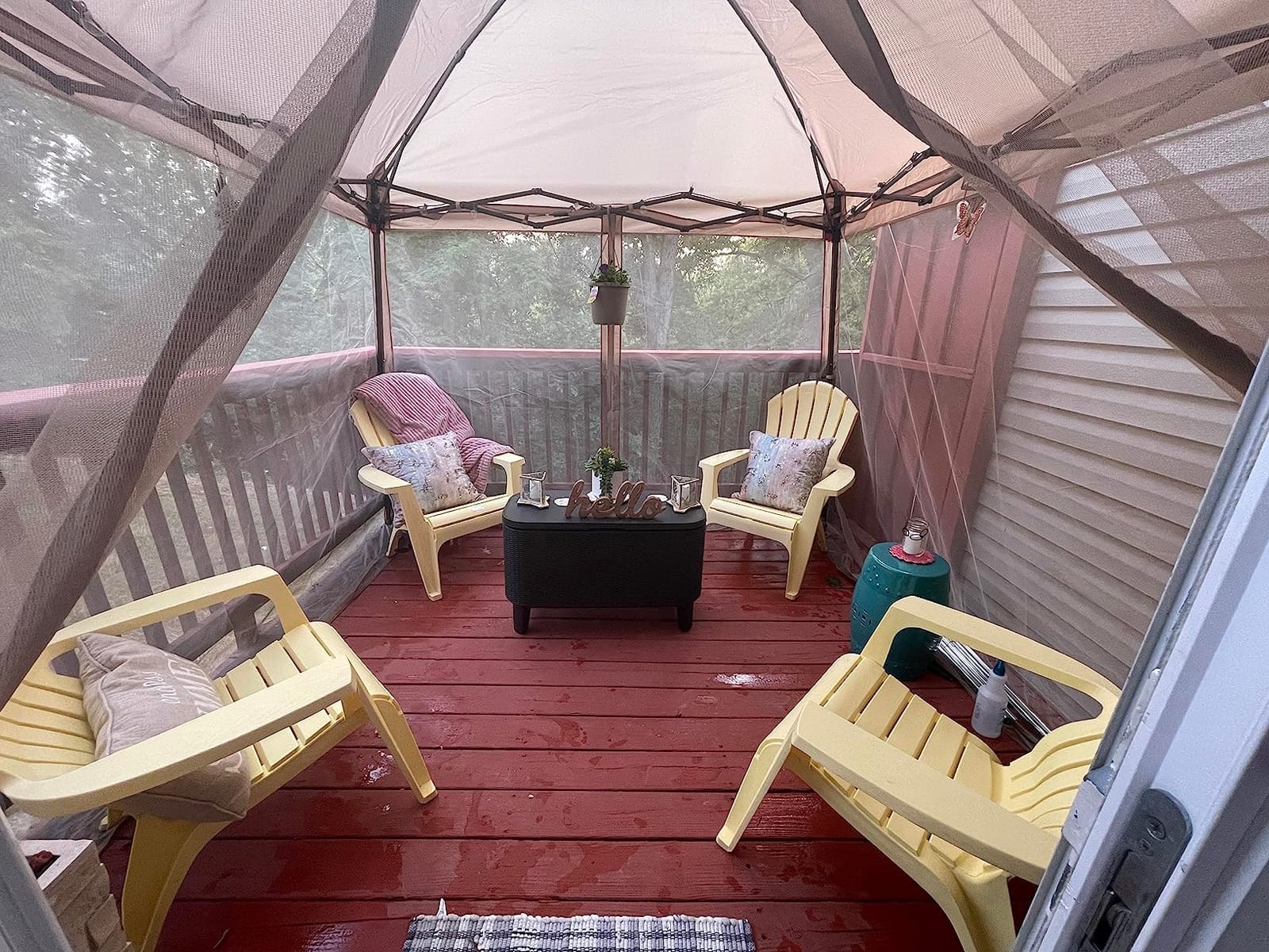 COOS BAY 10x10 Pop Up Canopy with Netting, Slant Leg Shelter, Gray | Screened Canopy Tent with Carry Bag, Outdoor Gazebo for Backyard, Patio & Party, Easy Up Canopy, UPF 50+ Sun Protection customer photo 2