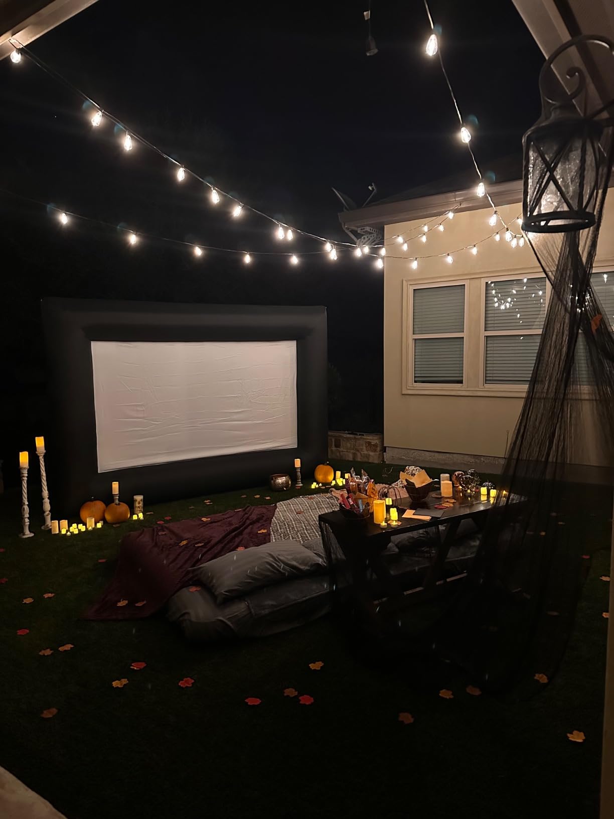 Inflatable Projector Screen - 14FT Outdoor Movie Screen Blow Up for Movie Parties Backyard Outside with Air Blower and Carry Bag, Front and Rear Projection customer photo 1