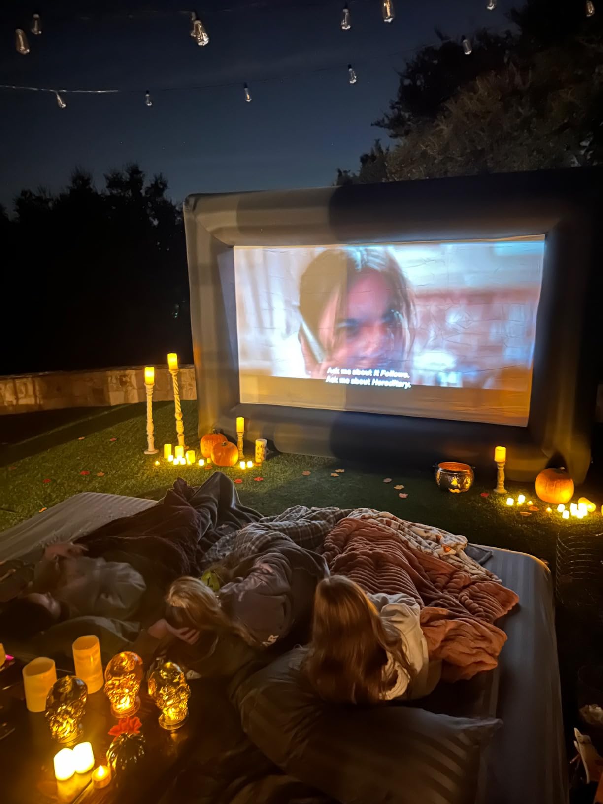 Inflatable Projector Screen - 14FT Outdoor Movie Screen Blow Up for Movie Parties Backyard Outside with Air Blower and Carry Bag, Front and Rear Projection customer photo 2