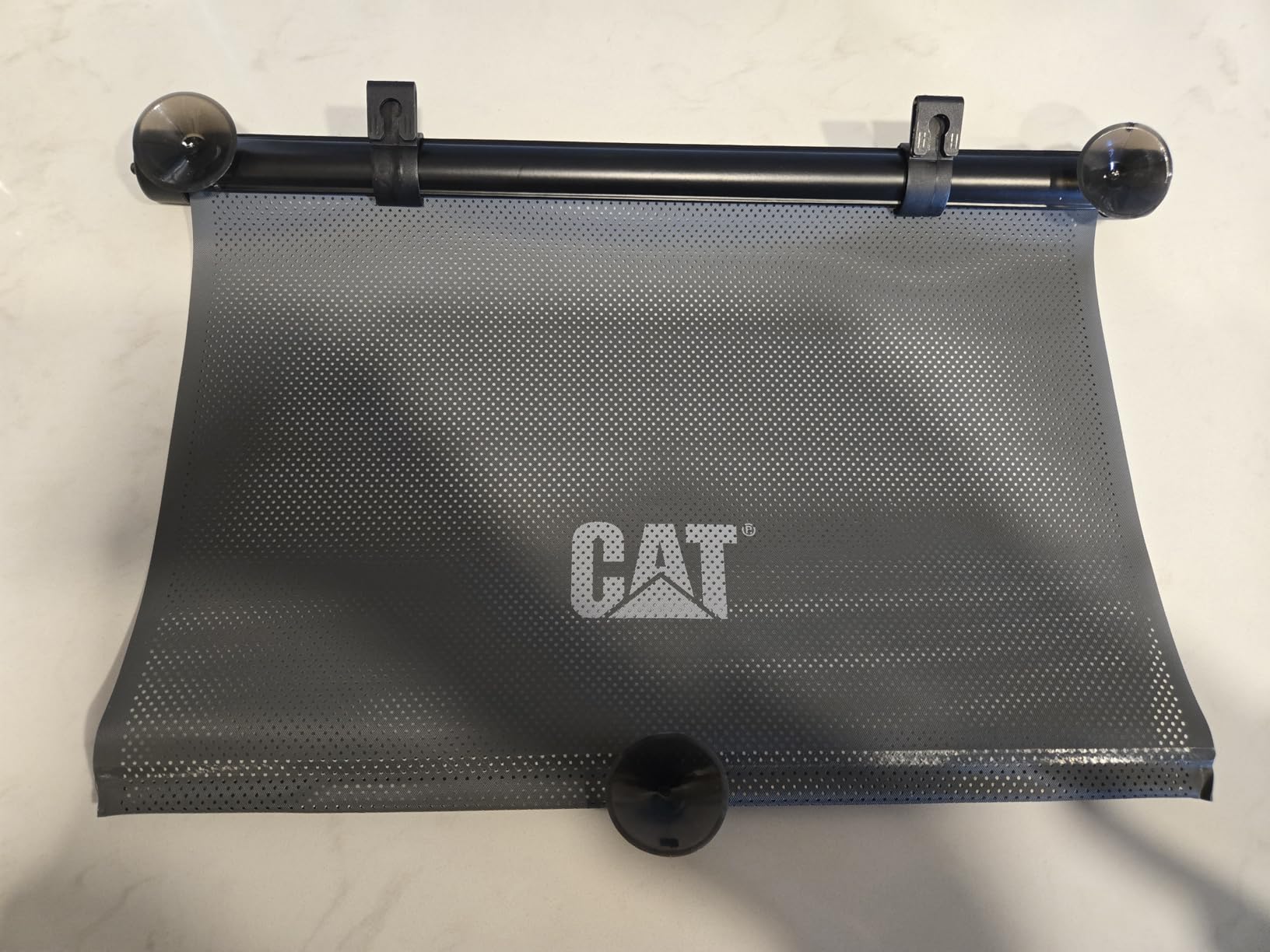 CAT Retractable Pull-Down Back Seat Side Window Shades for UV Sun Protection, Universal Fit, 2-Pack, Gray, Modern Style, 14x19in customer photo 1
