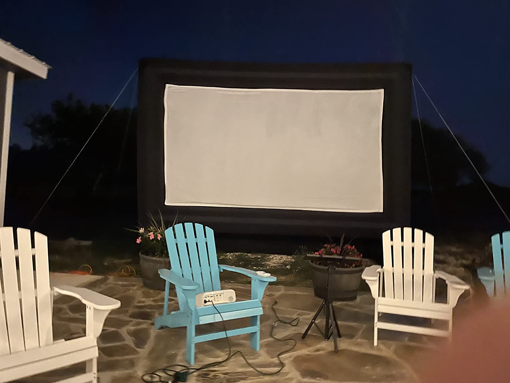 20 Feet Inflatable Movie Screen Outdoor Theater Blow Up Projection Screen with Carry Bag Blower for Front and Rear Projection Home Theater Backyard Pool Fun customer photo 1