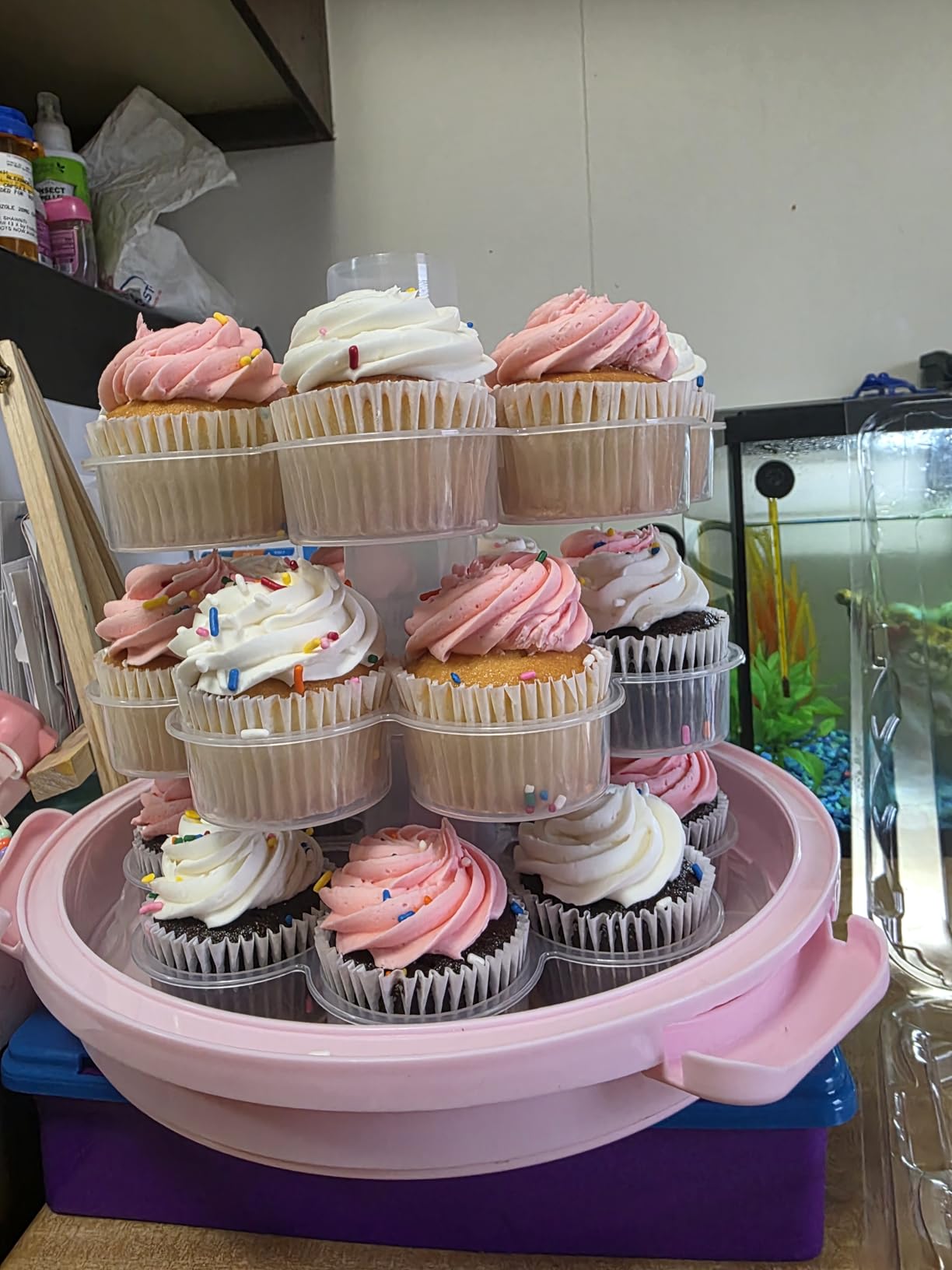 Dicunoy 24 Cupcake Carrier for Transport, 3 Tier Tall Cake Carrier Holder with Handle, Portable Desserts Storage Transporter Container Box with Lid for Pie, Cookies, Christmas, Thanks Giving Day customer photo 1