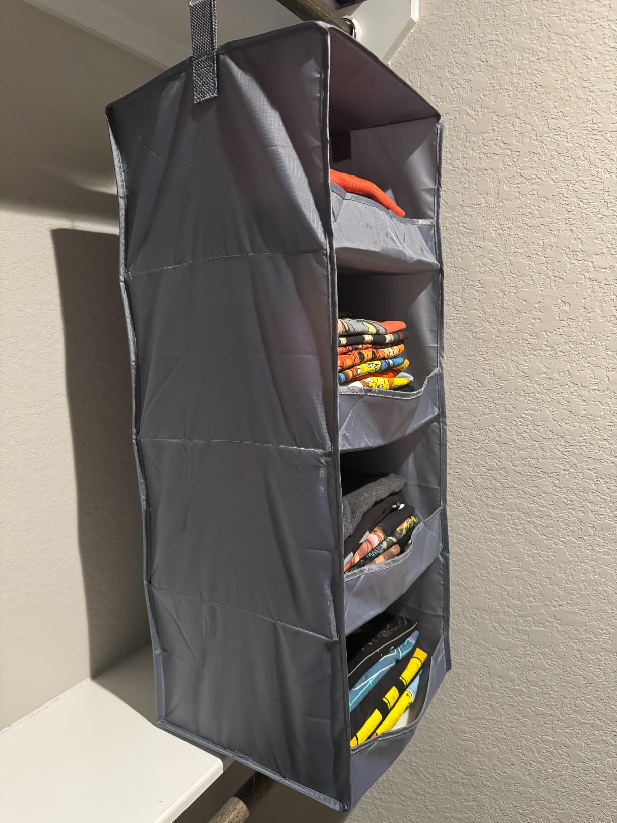 GRANNY SAYS 4-Shelf Hanging Organizer, Closet Hanging Shelves, Closet Hanging Storage Organizers, Organization for Bedroom, Living Room, Baby Nursery, Camper Accessories, Gray, 1-Pack customer photo 2