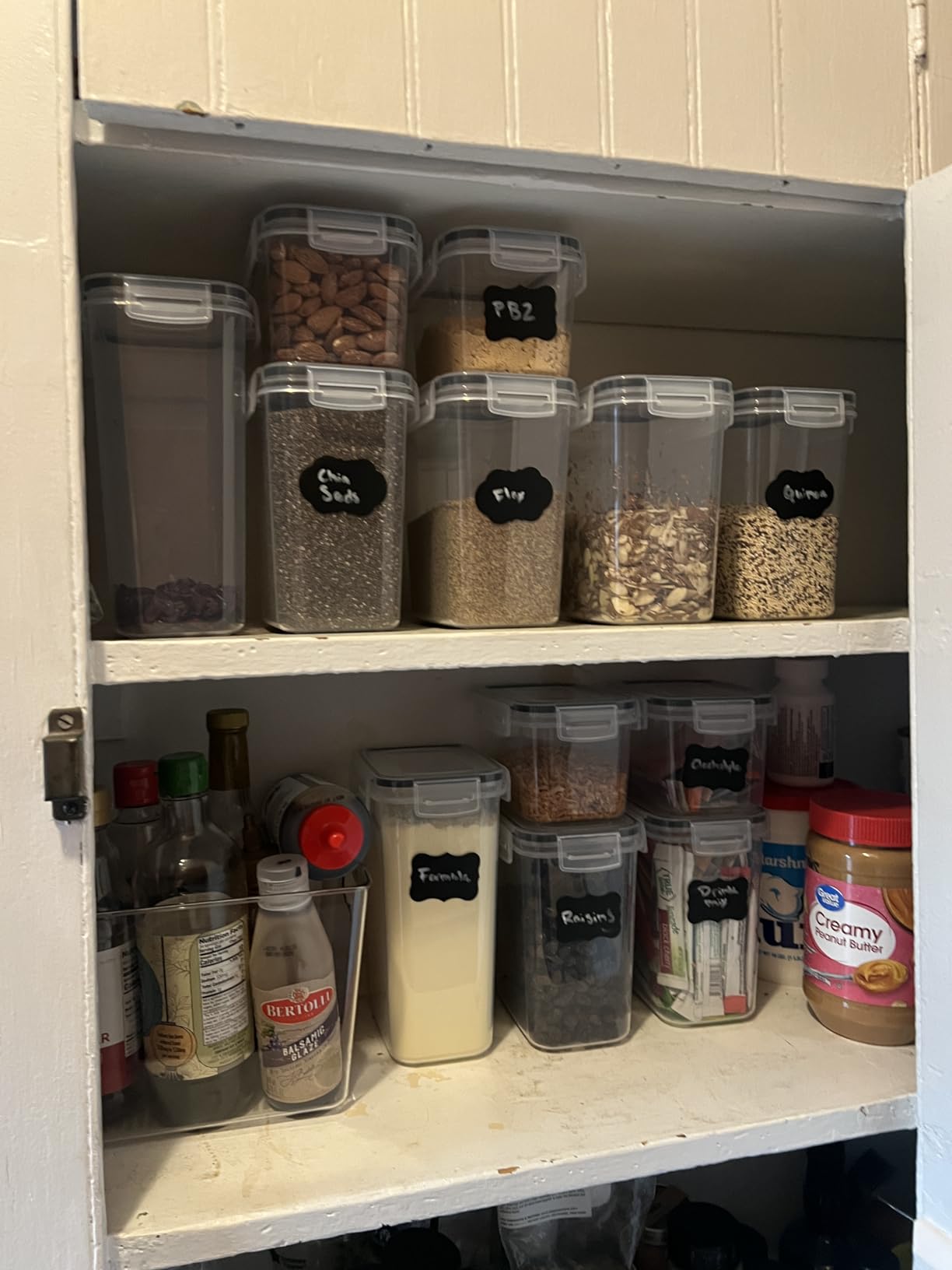 Vtopmart 32pcs Airtight Food Storage Containers Set, BPA Free Plastic Kitchen and Pantry Organization Canisters with Lids for Cereal, Dry Food, Flour and Sugar, Includes 32 Labels customer photo 1