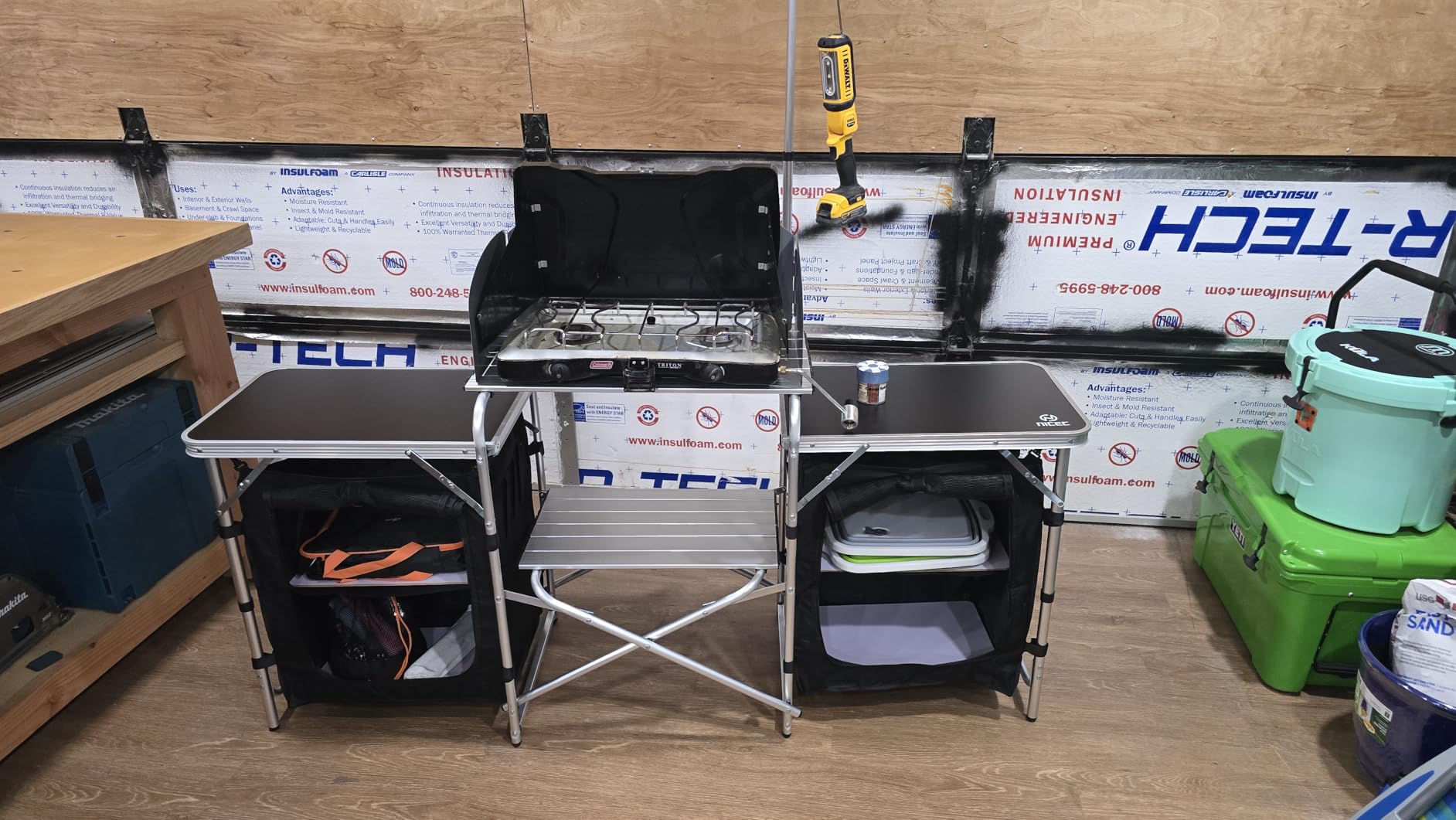 Nice C Camping Kitchen Table, Folding Cook Table, Cook Station (Silver) | Portable Grill Table, Upgraded Light Stand, Windshield, 3 Organizers, Carry Bag, Grill, Outdoor, Beach, BBQ, Picnic, Cooking customer photo 2
