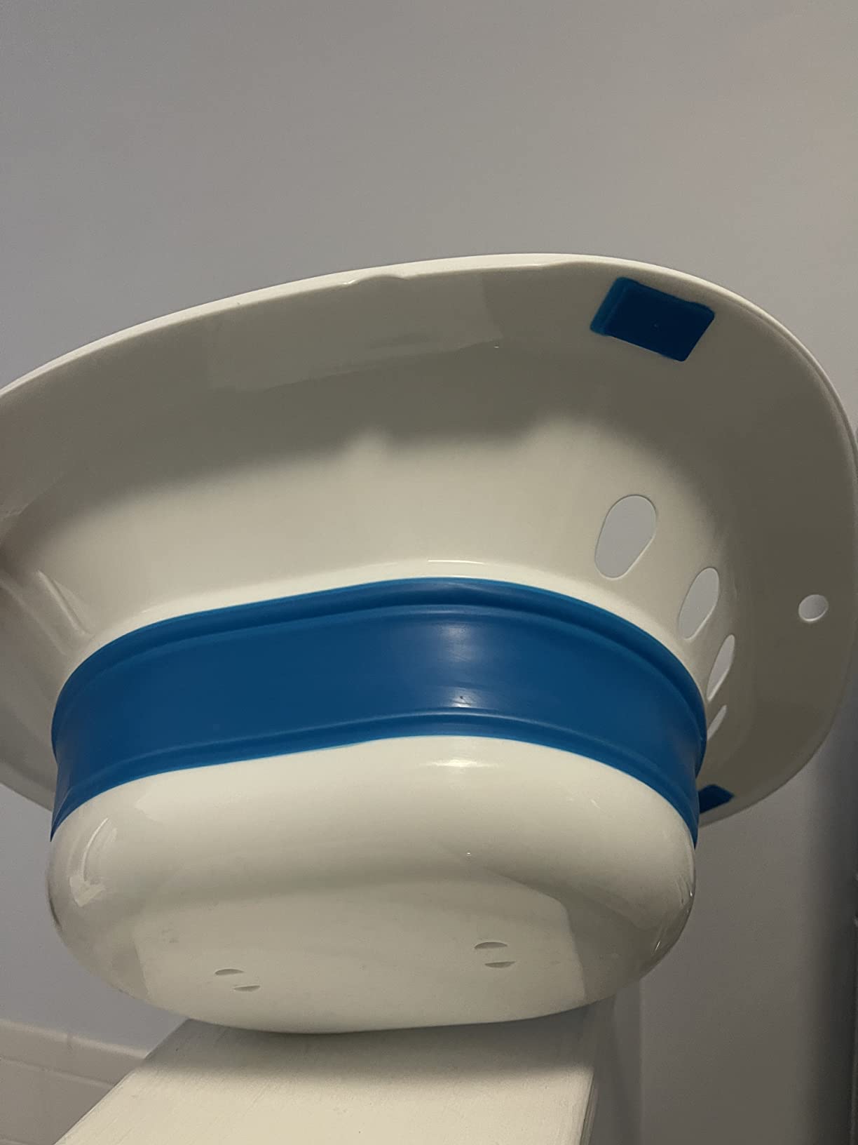 Pochik Sitz Bath for Toilet Seat Hemorrhoids and Postpartum Care, Yoni Steam Seat, Perineal Soaking, Collapsible, Flusher Hose, Drain Holes, Wider Seating Area - Blue customer photo 2