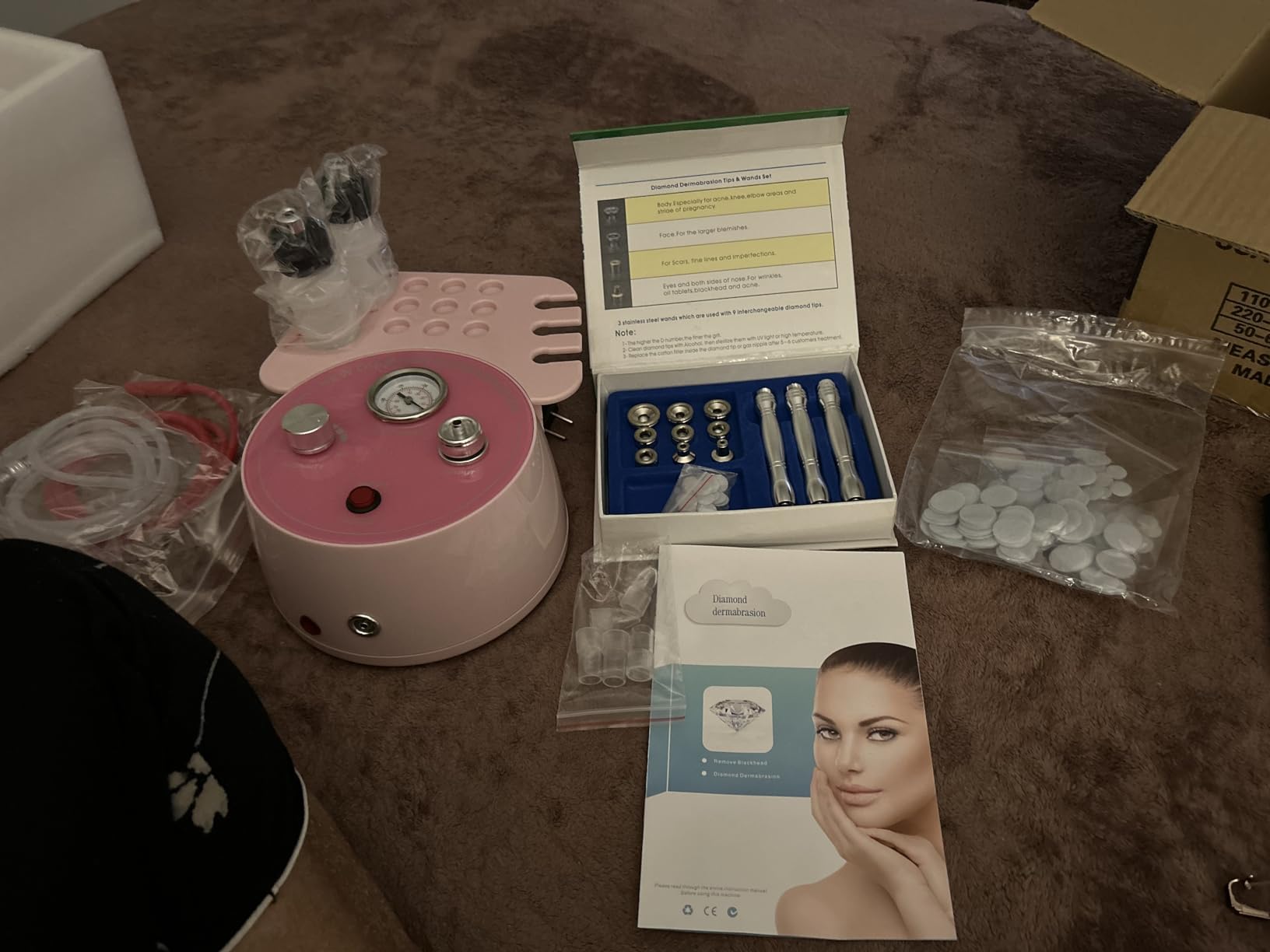 Diamond Microdermabrasion Machine Professional Plus, 3 in 1 Pink Diamond Dermabrasion Facial Beauty Equipment Skin Care for Vacuum Blackhead Removal & Spray, Suction Power 0-70 cmHg customer photo 2